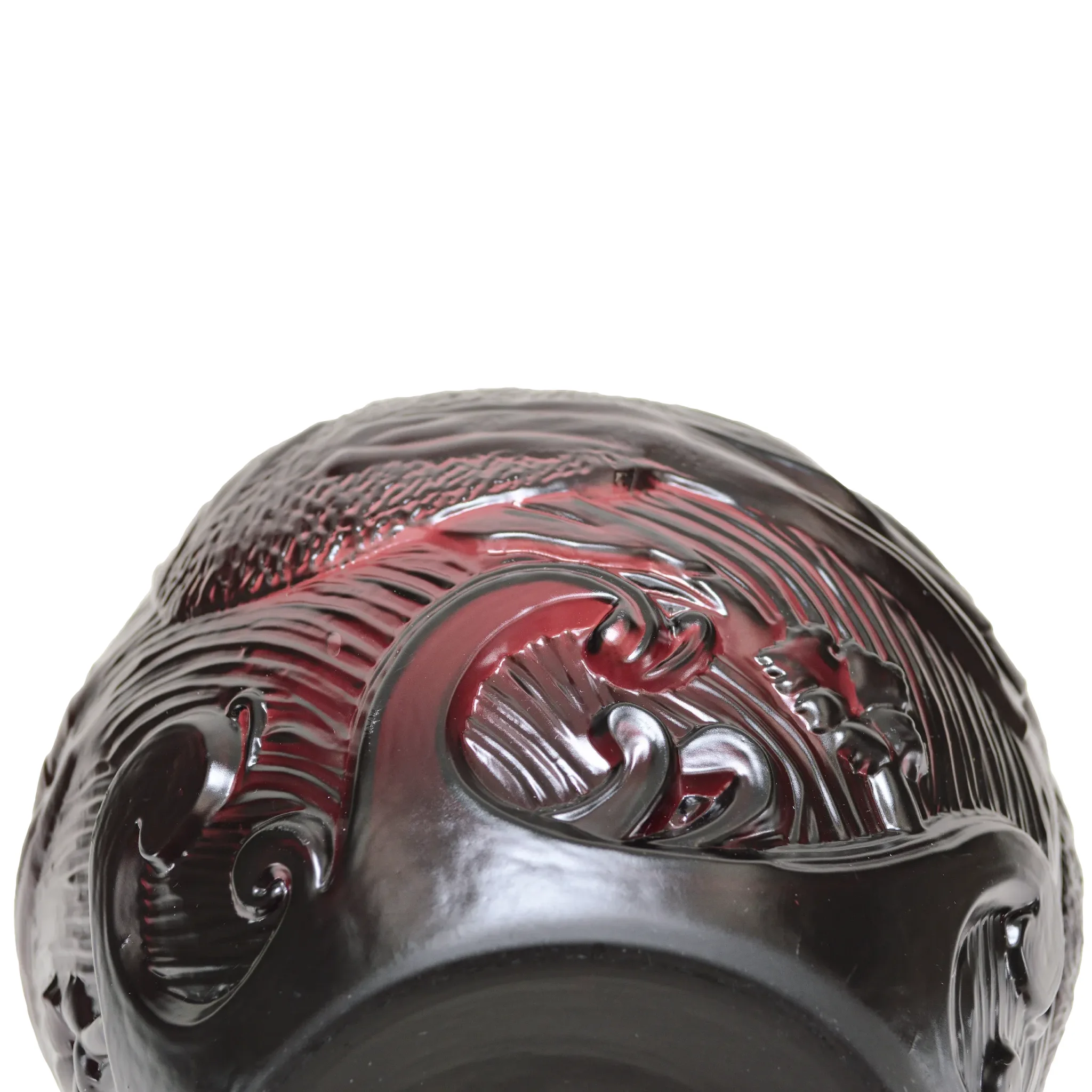 Ovington New York Art Glass Vase Acid Cutback Fish & Waves - View 11