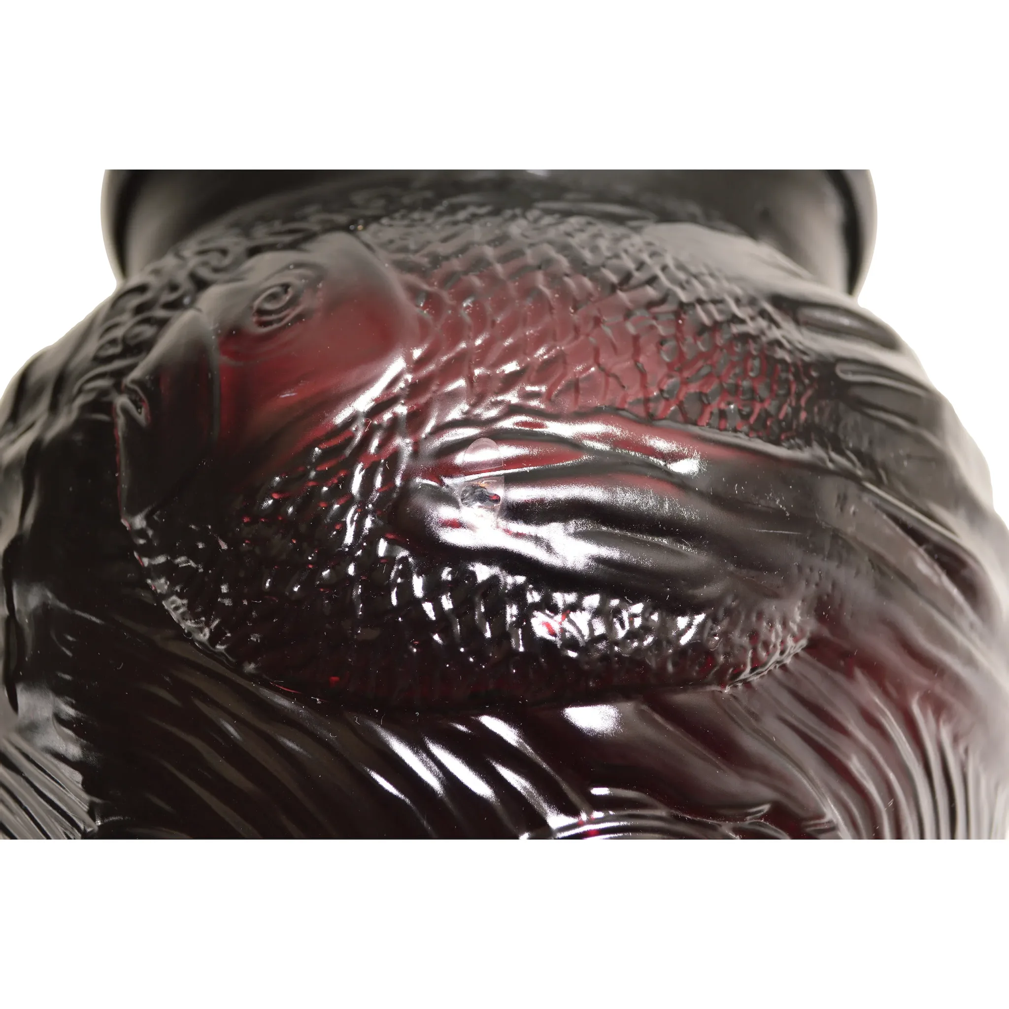 Ovington New York Art Glass Vase Acid Cutback Fish & Waves - View 12