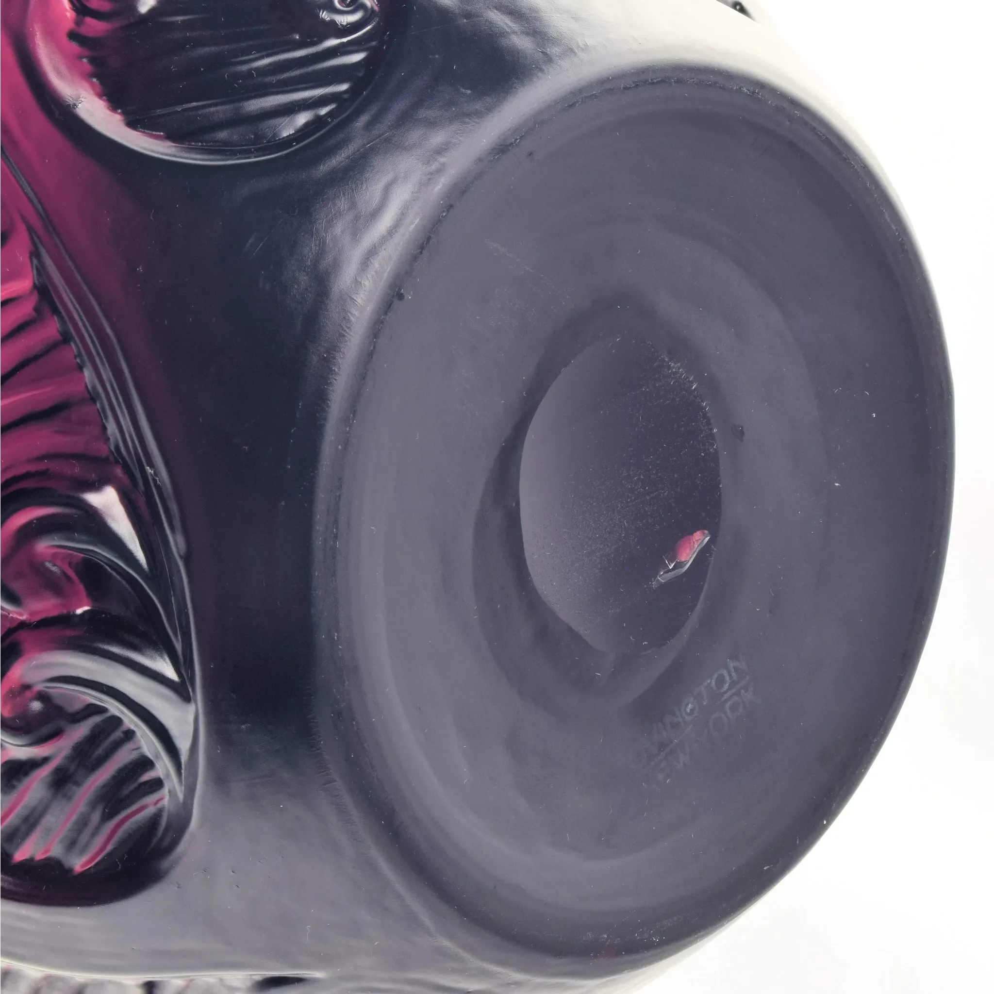 Ovington New York Art Glass Vase Acid Cutback Fish & Waves - View 13
