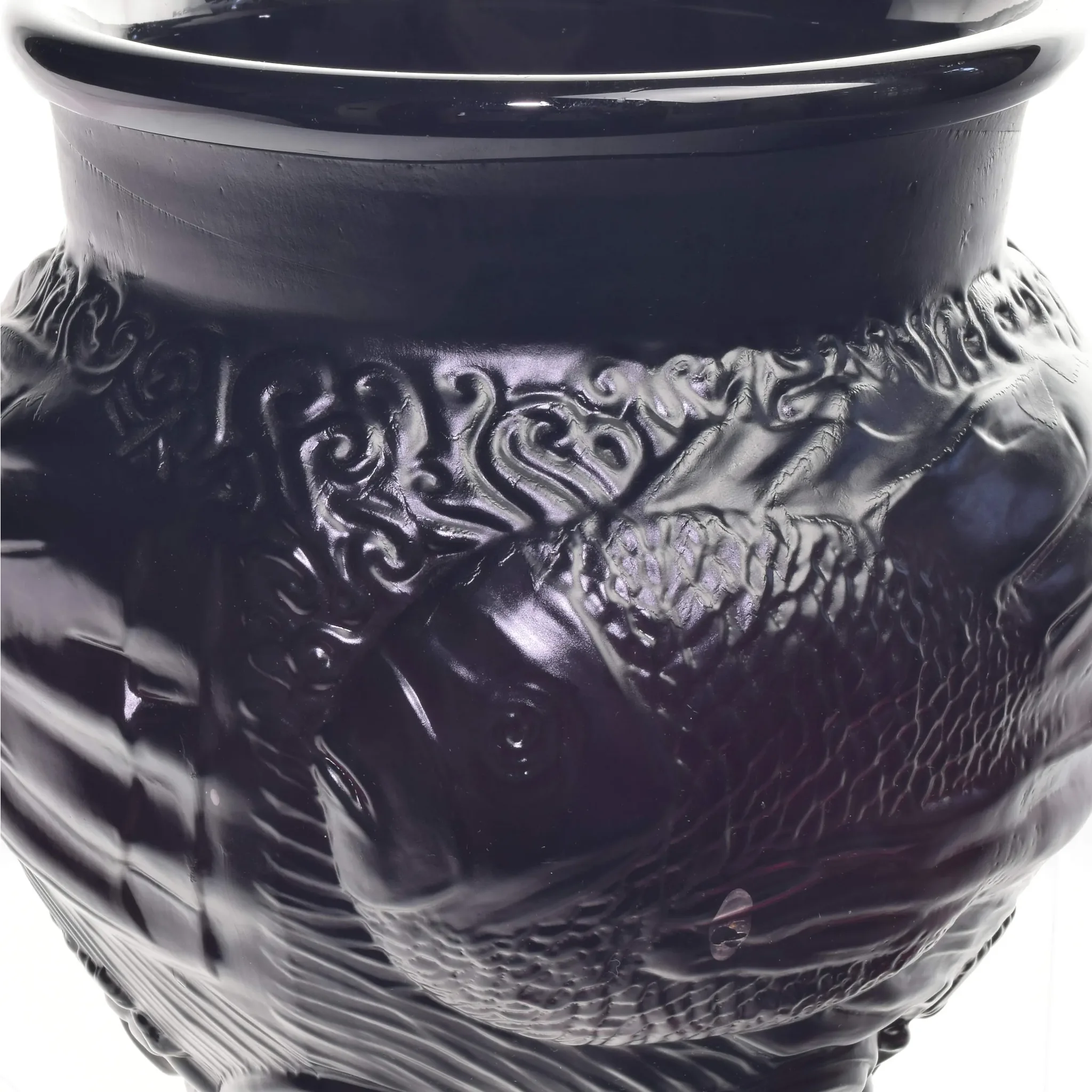 Ovington New York Art Glass Vase Acid Cutback Fish & Waves - View 6