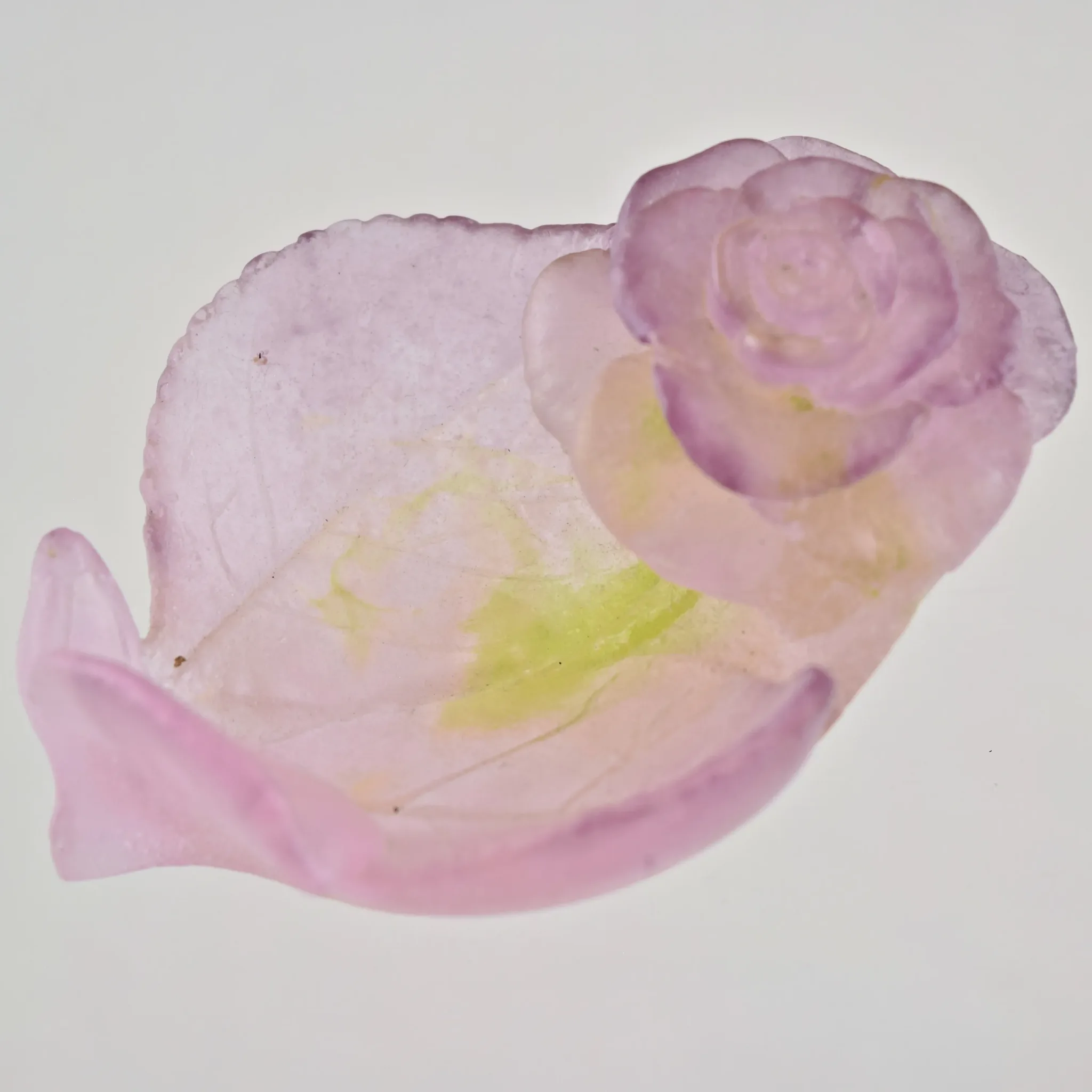 Vintage Daum Crystal Pate de Verre Small Rose Passion Dish - View 2
