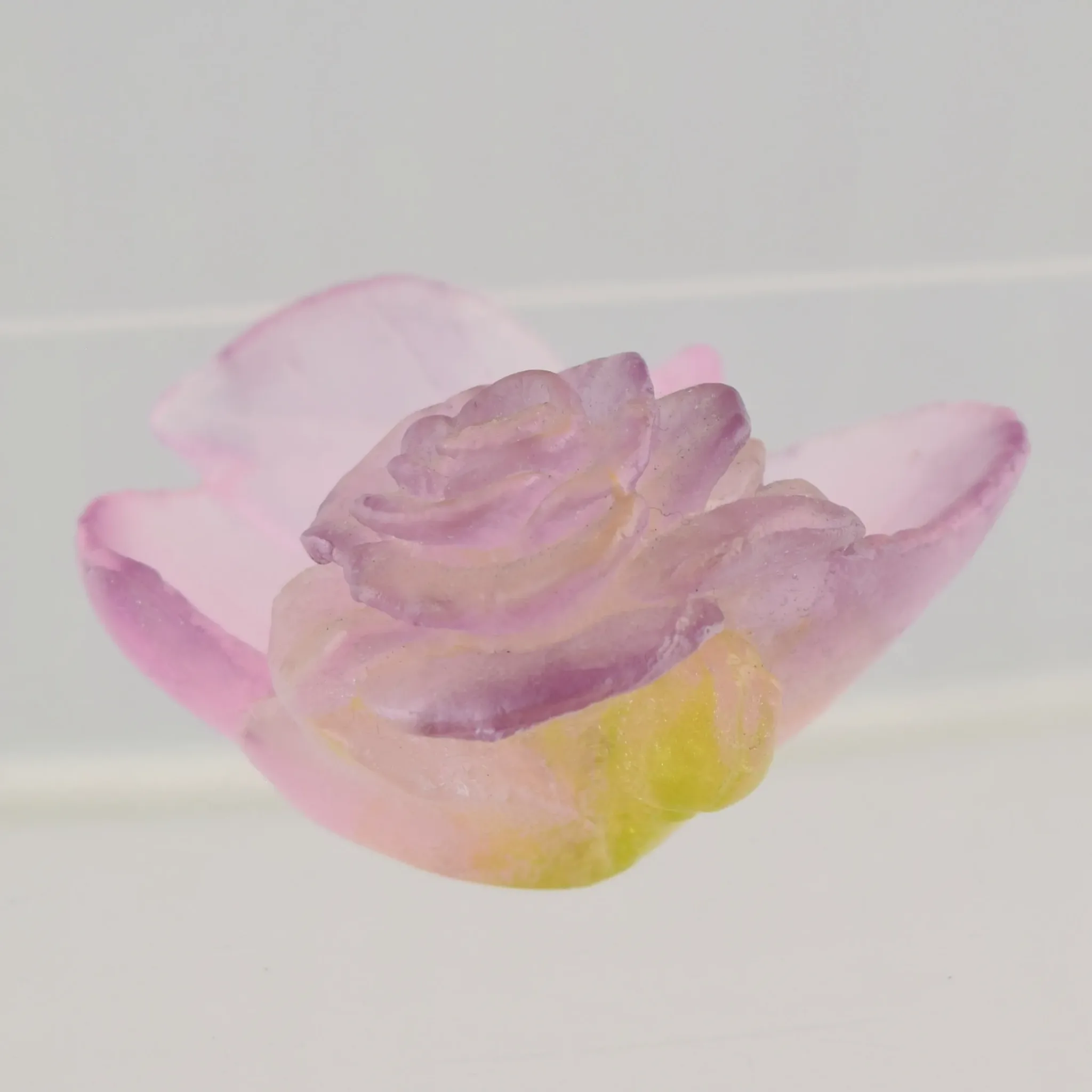 Vintage Daum Crystal Pate de Verre Small Rose Passion Dish - View 3