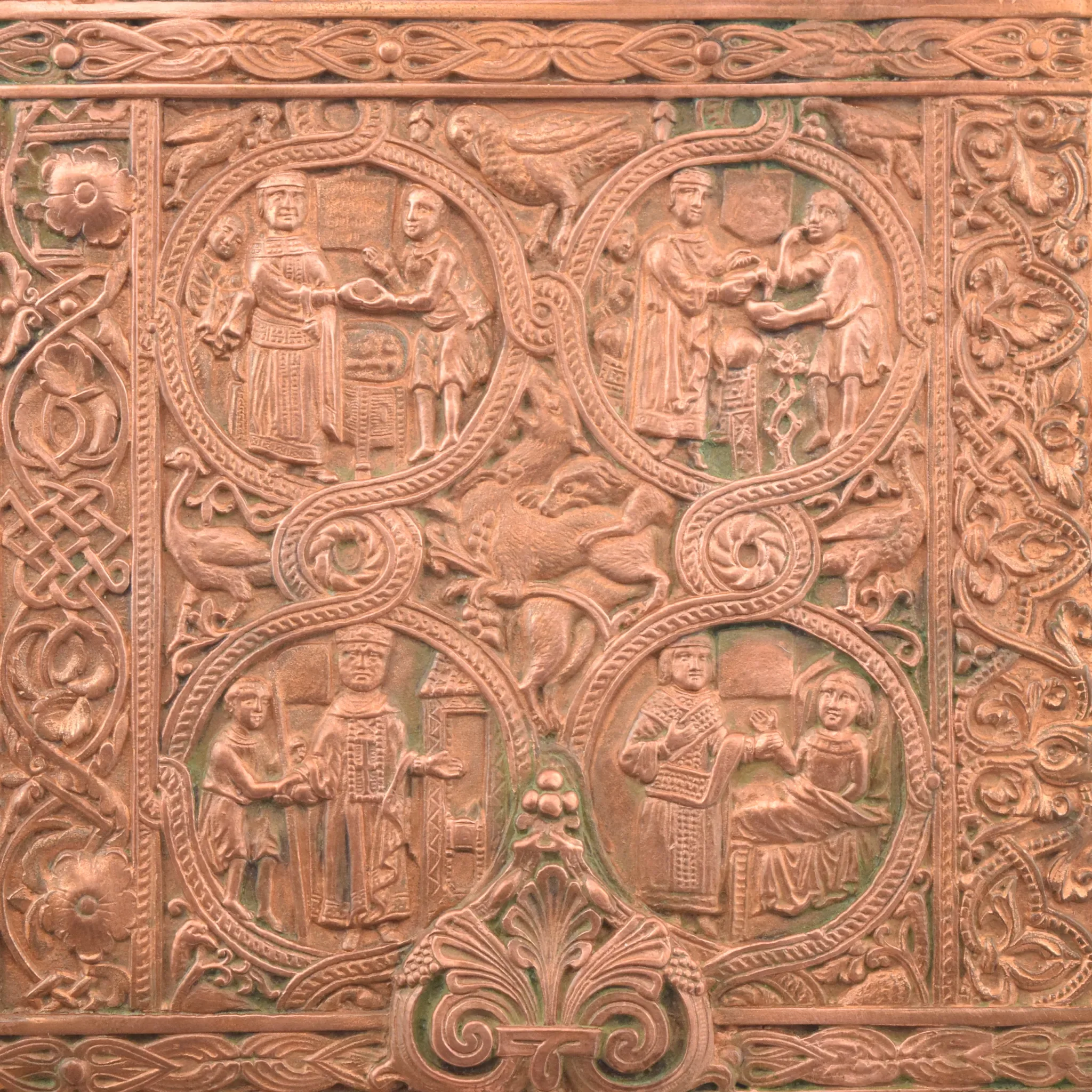 Antique Romanesque Style Copper Trinket or Letter Book Box - View 5