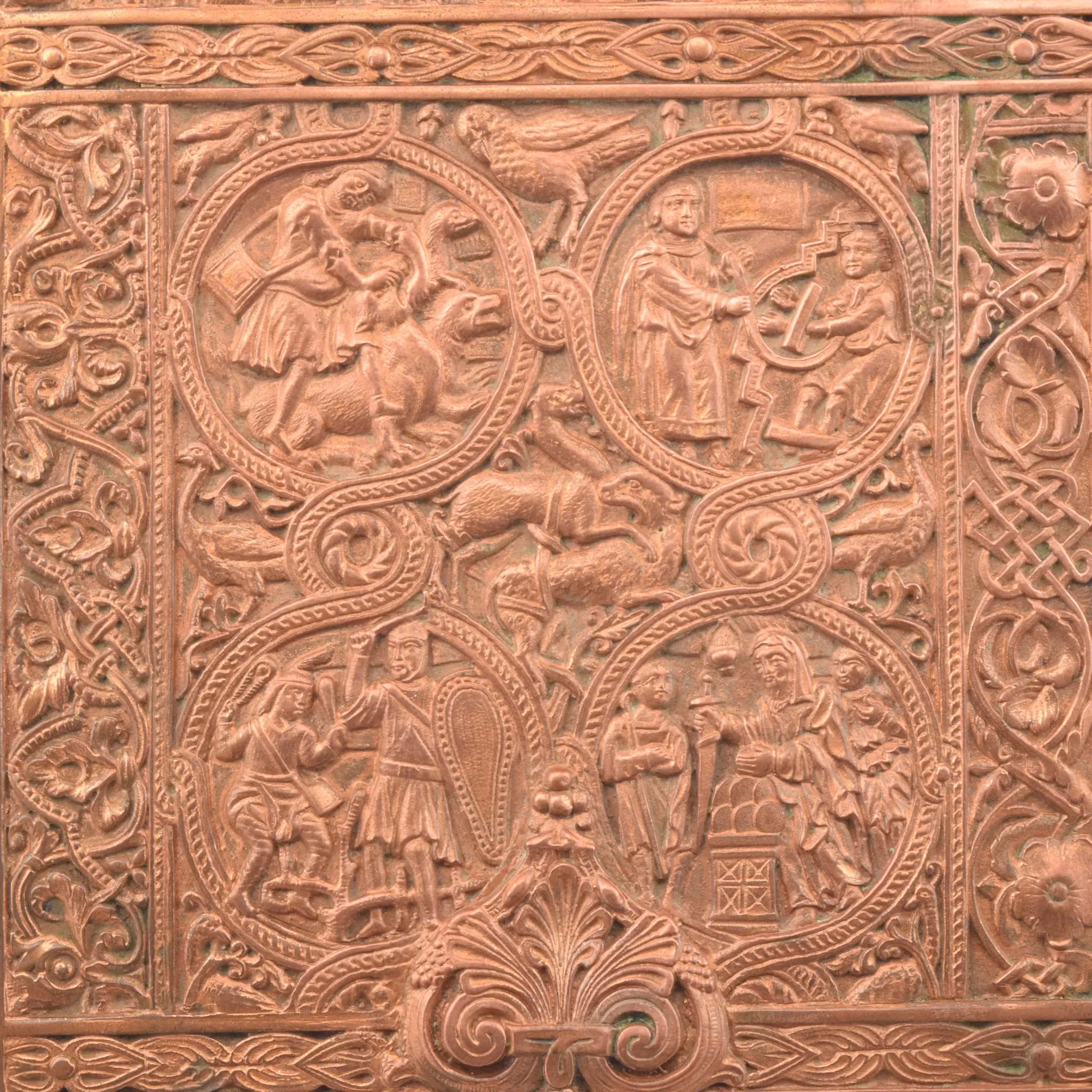 Antique Romanesque Style Copper Trinket or Letter Book Box - View 6