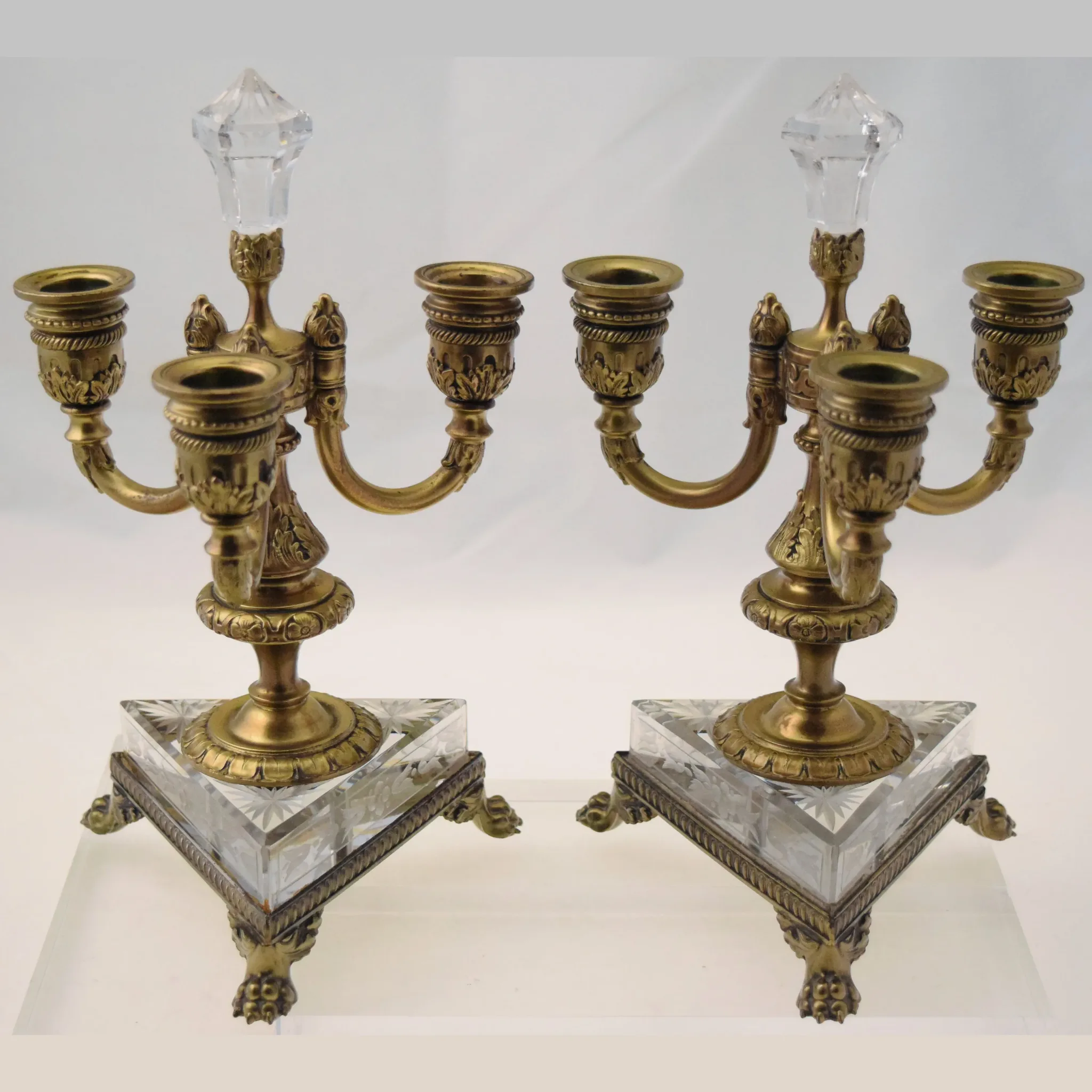 Pair Pairpoint Fine Arts Line 3 Light Candelabra - No C6168 - Ovington's New York - View 2