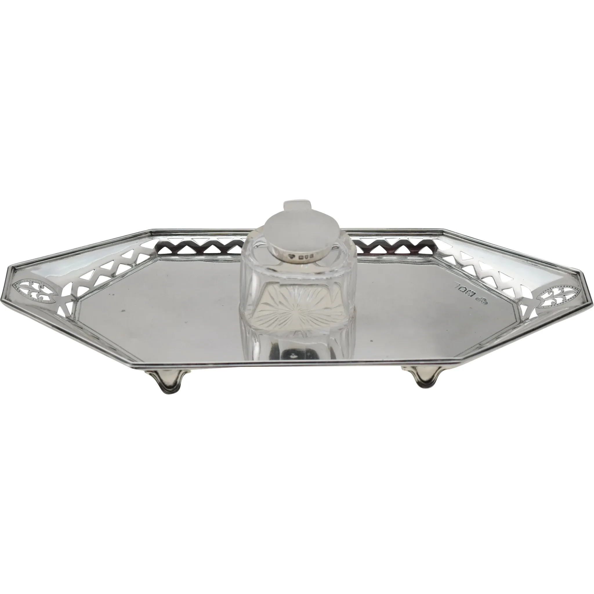 Antique Sterling Silver Inkstand - Goldsmiths & Silversmiths Company 1905