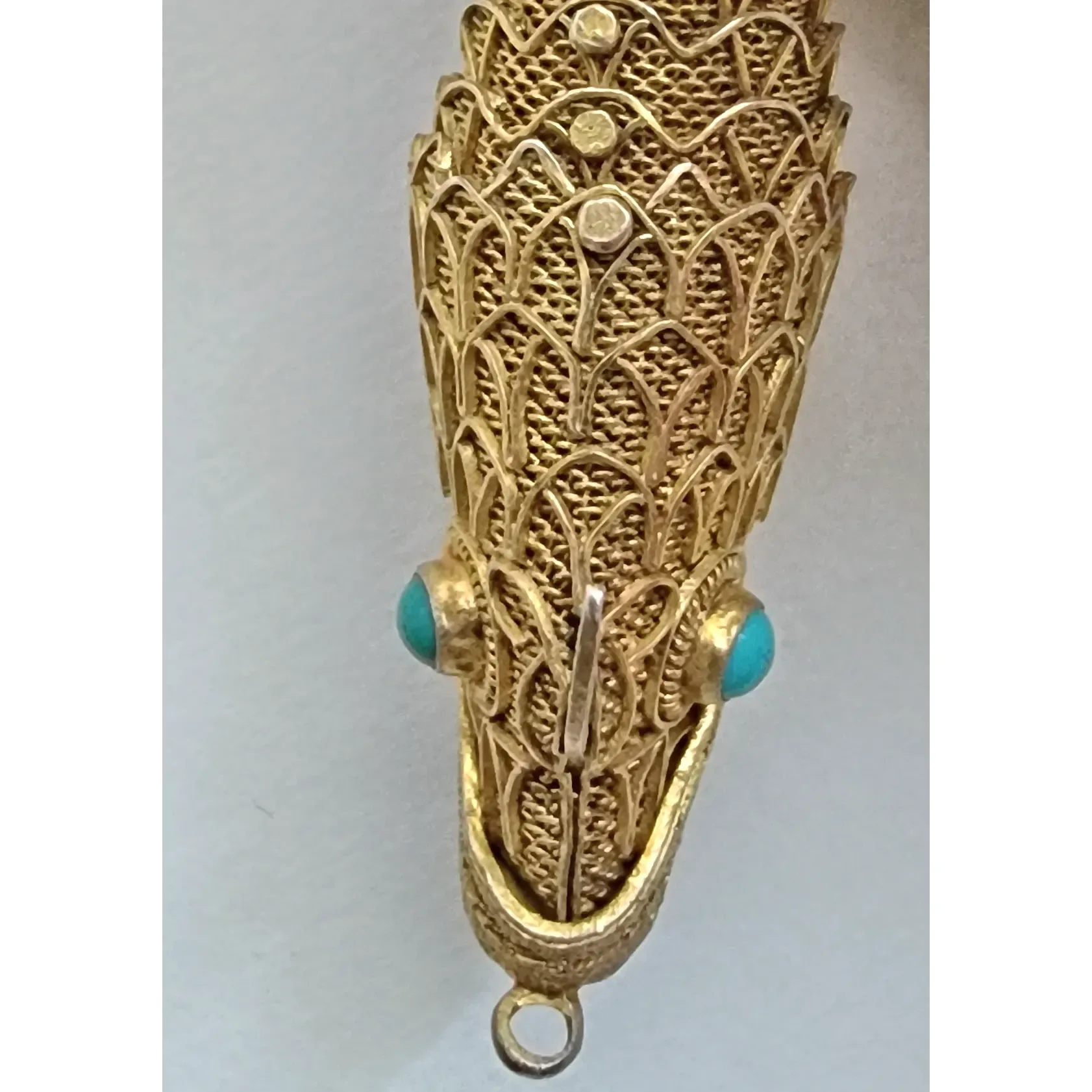 Pair of Sterling Silver Vermeil Chinese Export Fish Pomander Pendants - View 9