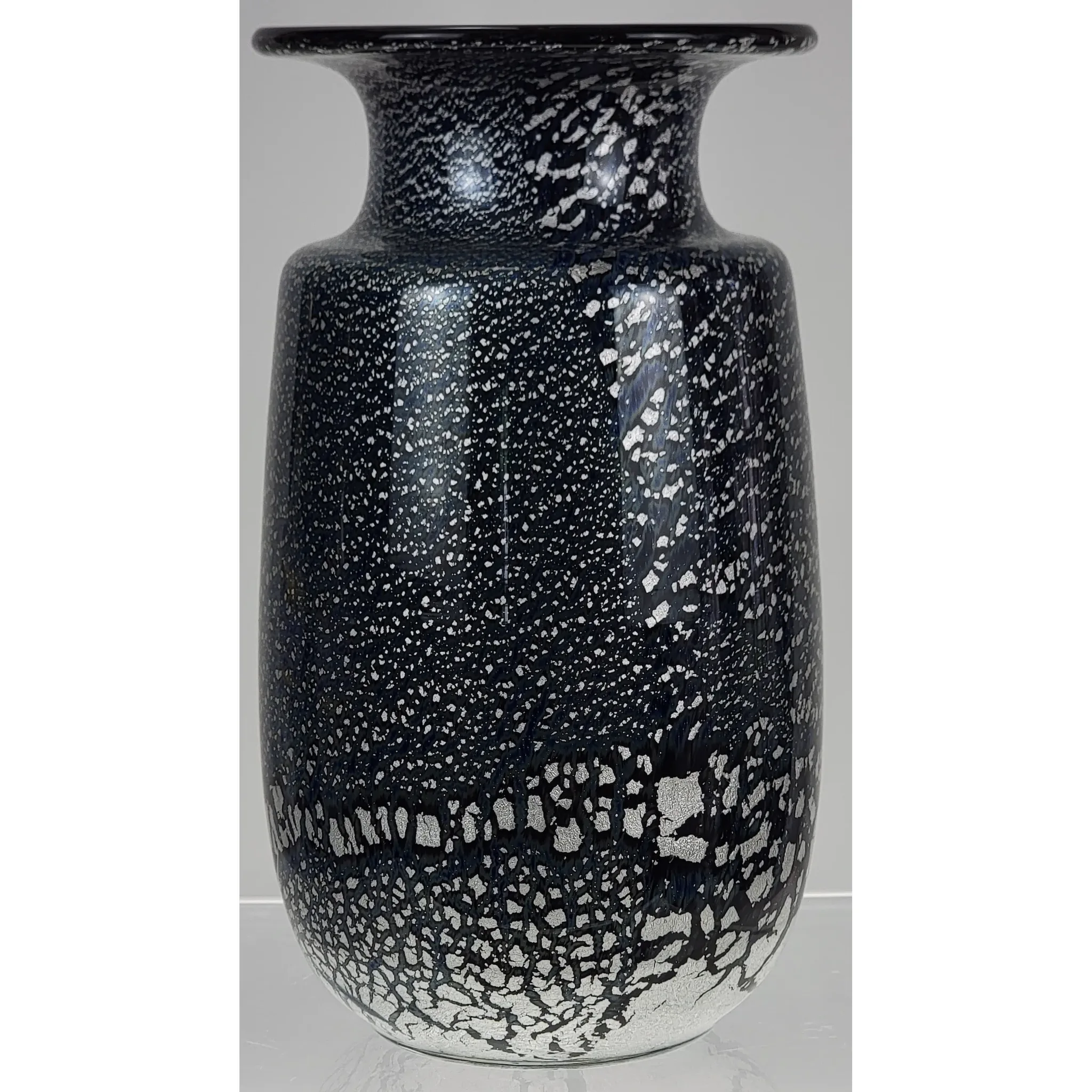 Vintage Art Glass Vase with Silver Flecks - designed by Larry Laslo: glass, red, vintage, mid-century (close-up detail)