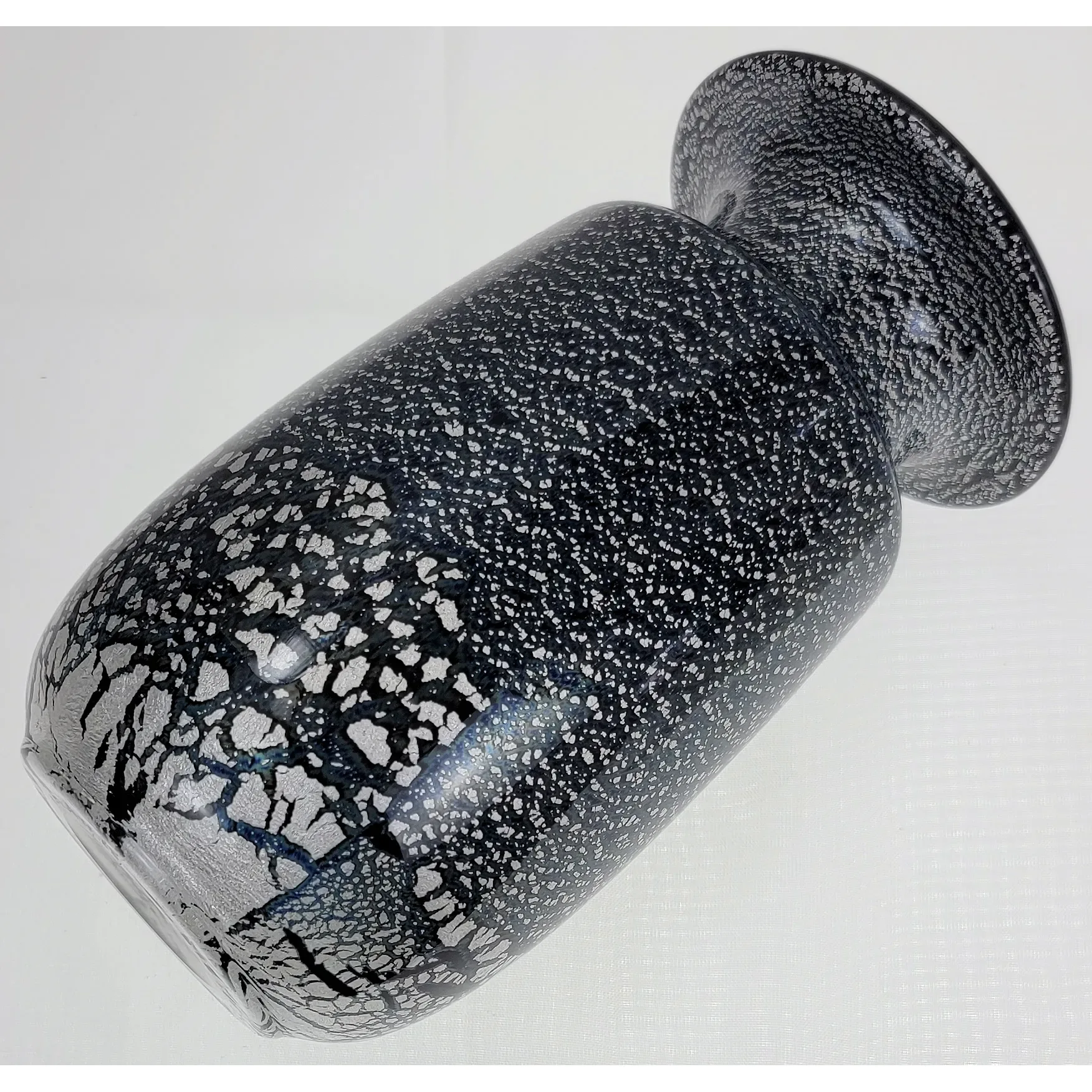 Vintage Art Glass Vase with Silver Flecks - designed by Larry Laslo: glass, red, vintage, mid-century (side view)