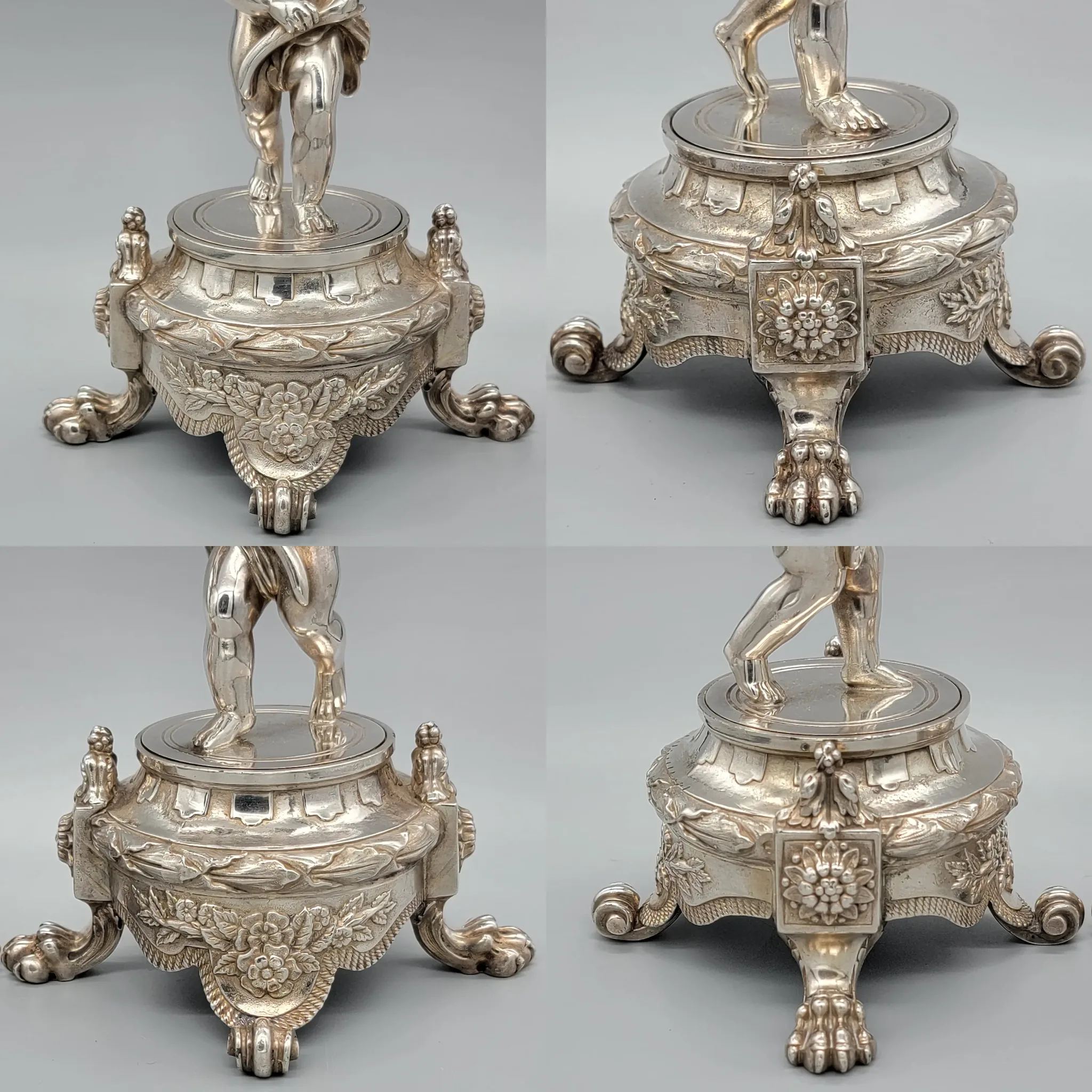 Pair of Antique French Putti / Cherub Candelabra - Silverplate - View 5