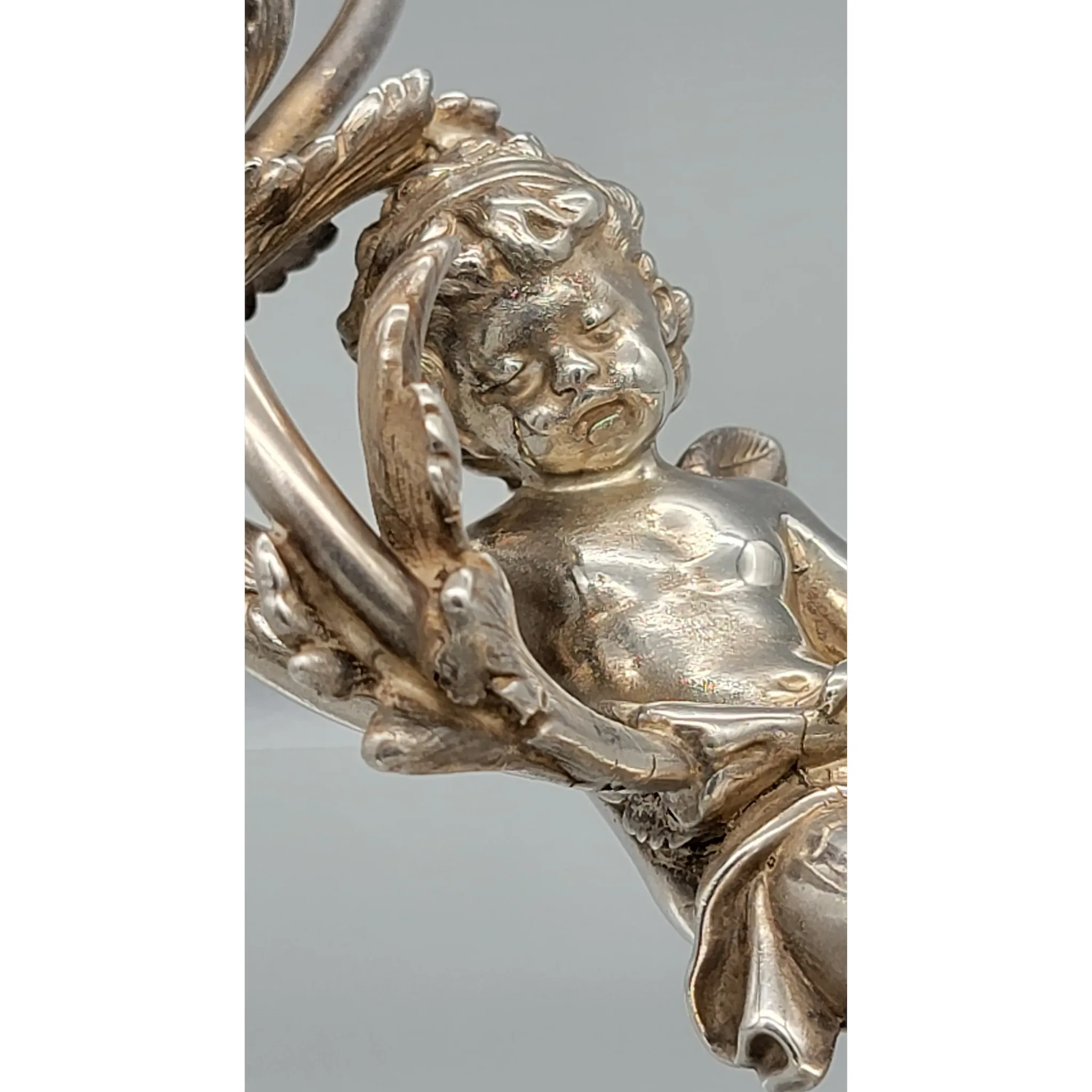 Pair of Antique French Putti / Cherub Candelabra - Silverplate - View 6