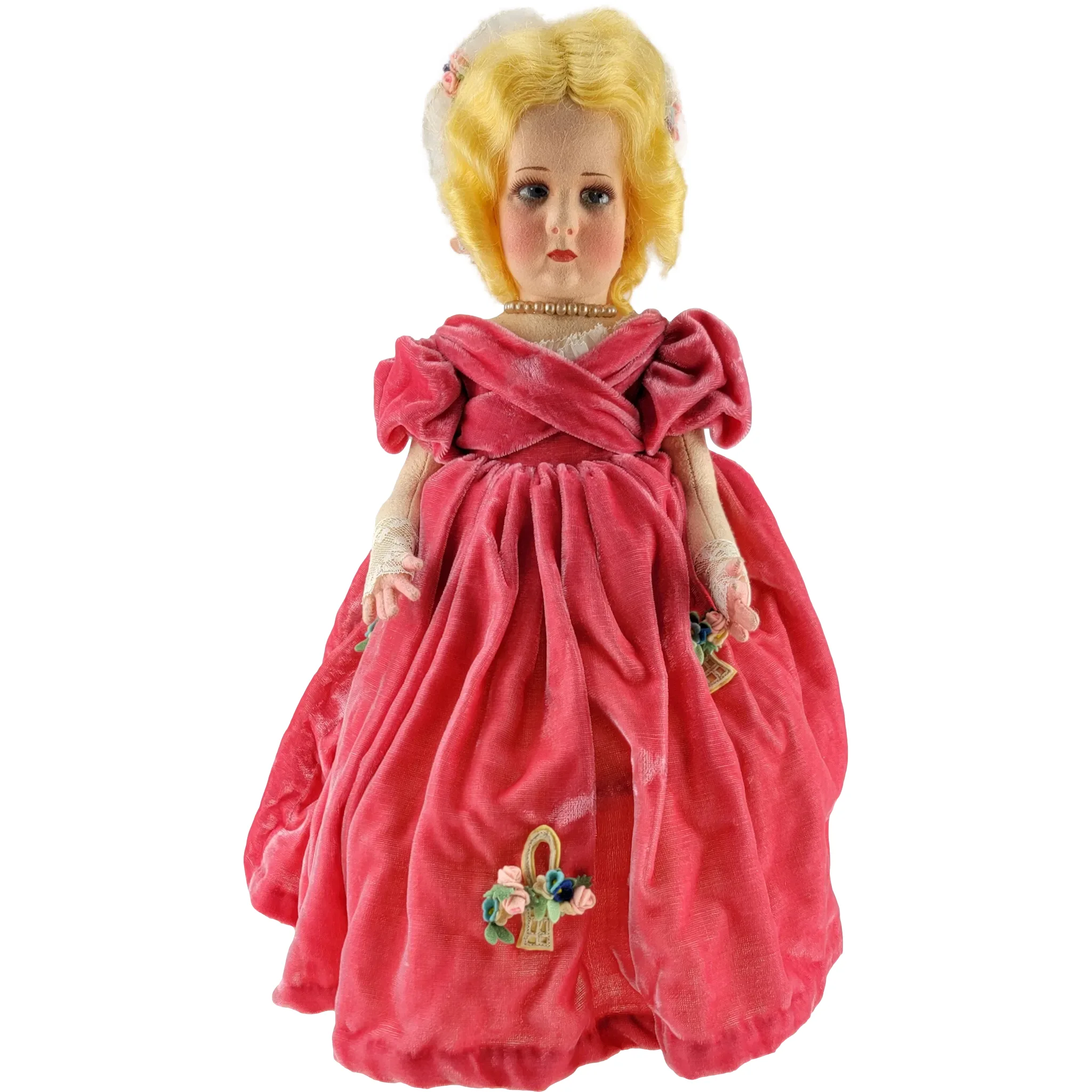 Antique Lenci Doll - Velvet Dress, Blond Hair and Blue Eyes - 18&quot;