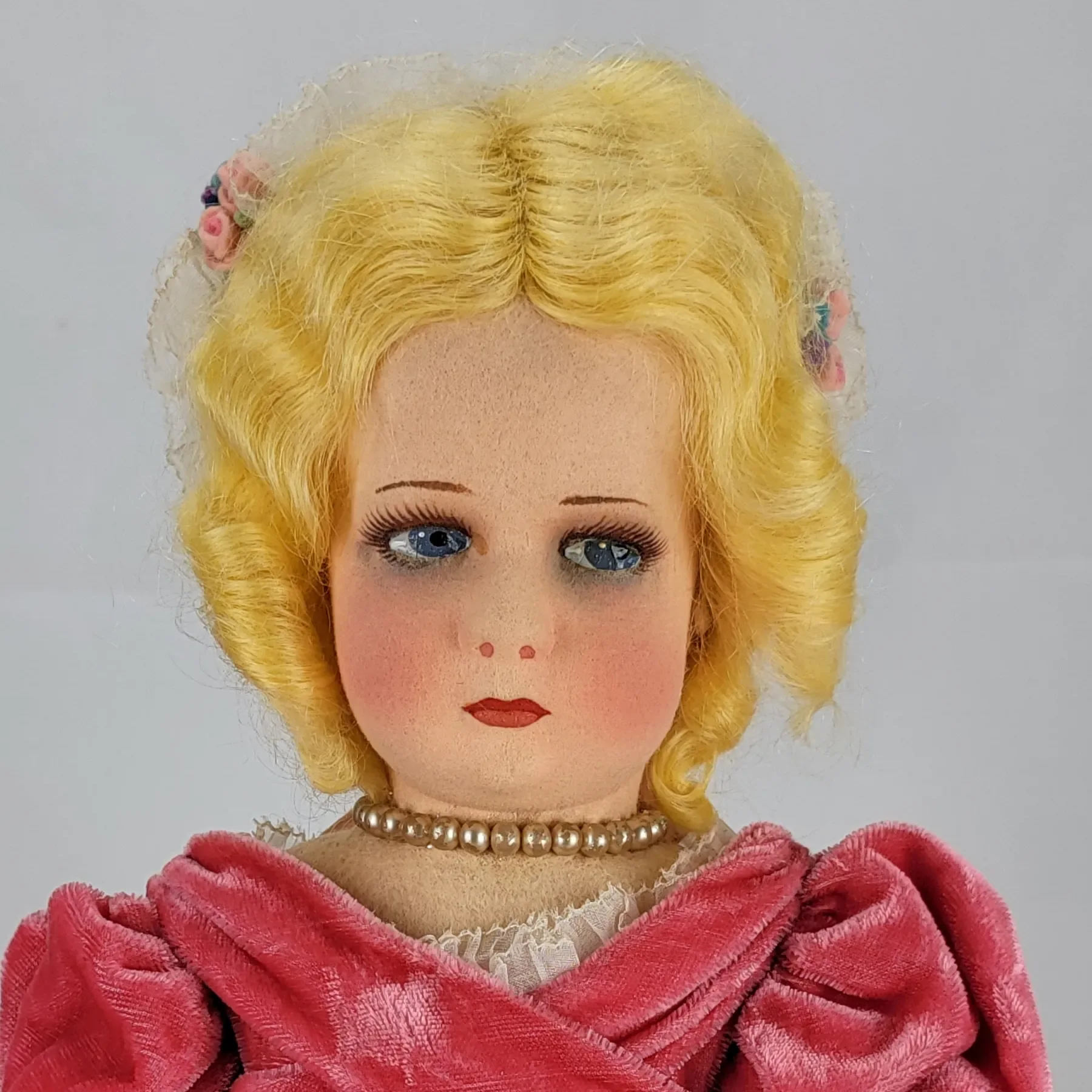 Antique Lenci Doll - Velvet Dress, Blond Hair and Blue Eyes - 18" - View 2
