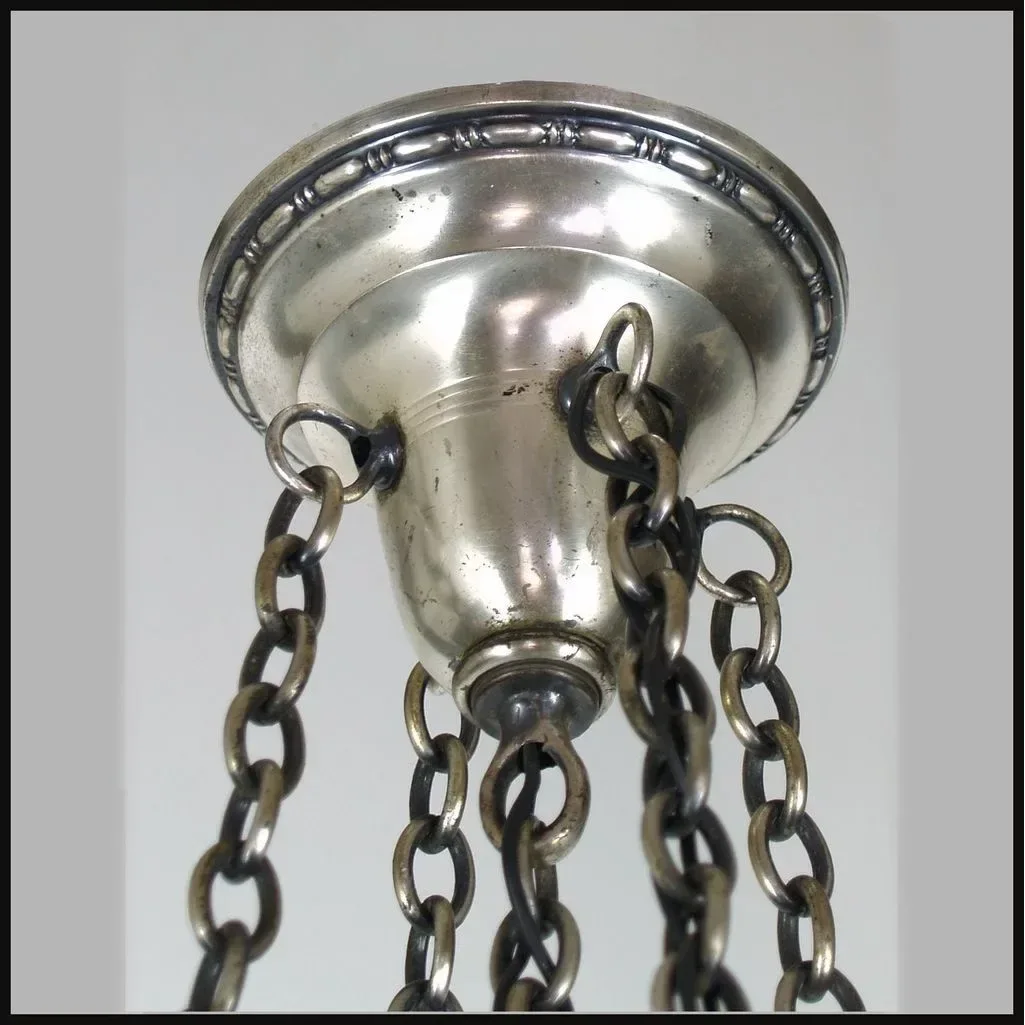 Antique Silverplate Brass 5-Light Chain Shower Fixture - View 4