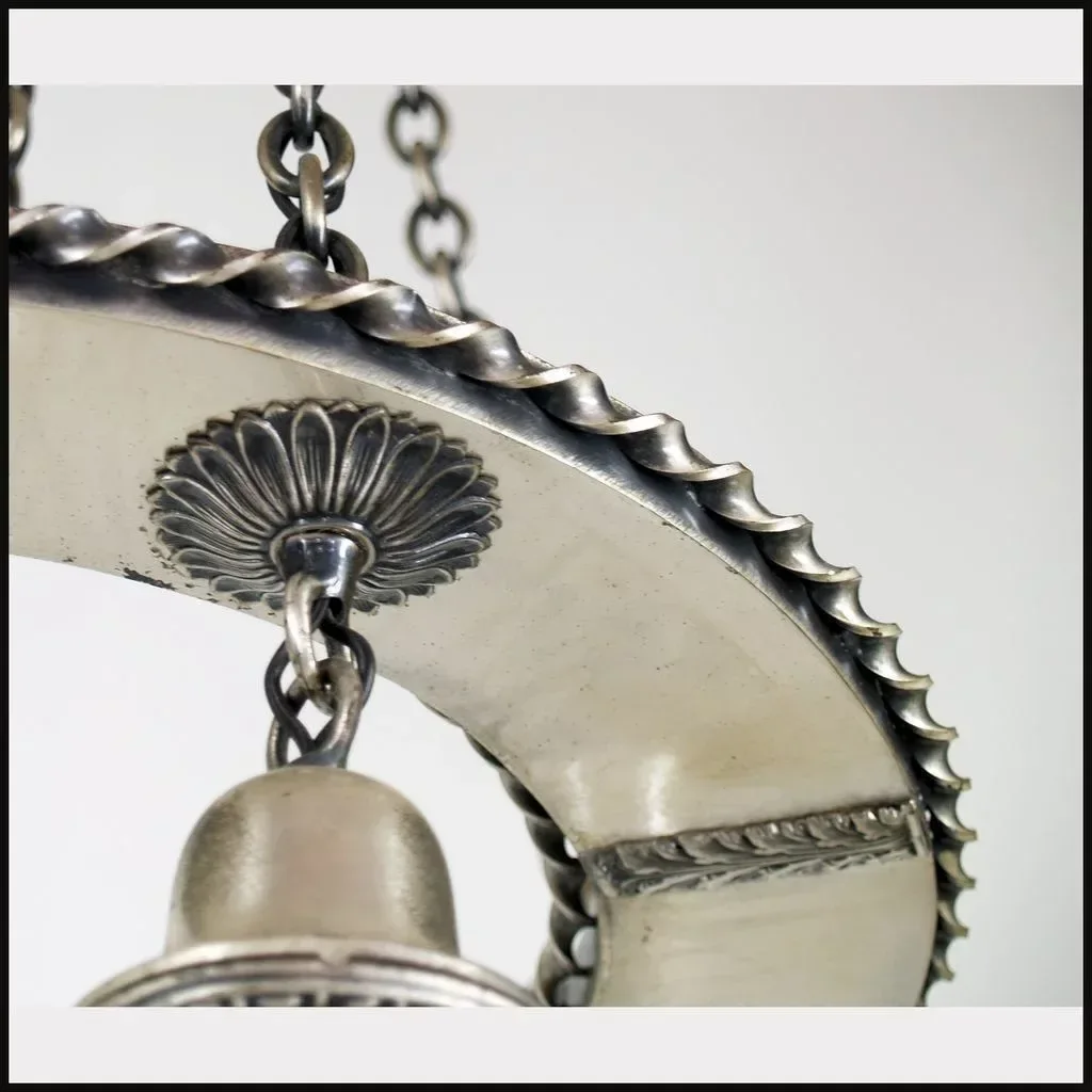 Antique Silverplate Brass 5-Light Chain Shower Fixture - View 7