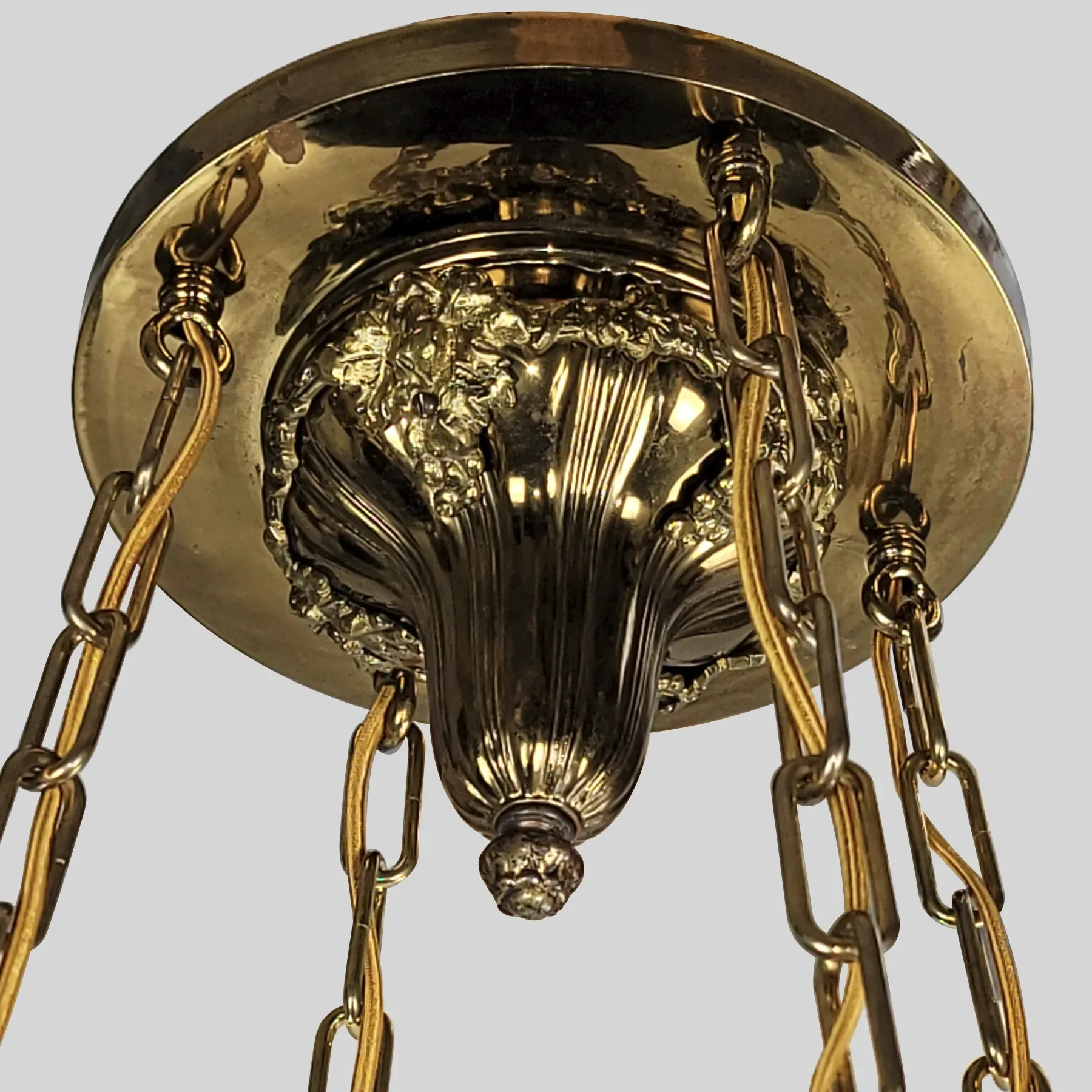 Antique Brass 5 Light Sheffield Shower Fixture - Grape Vines - Czech Shades - View 6