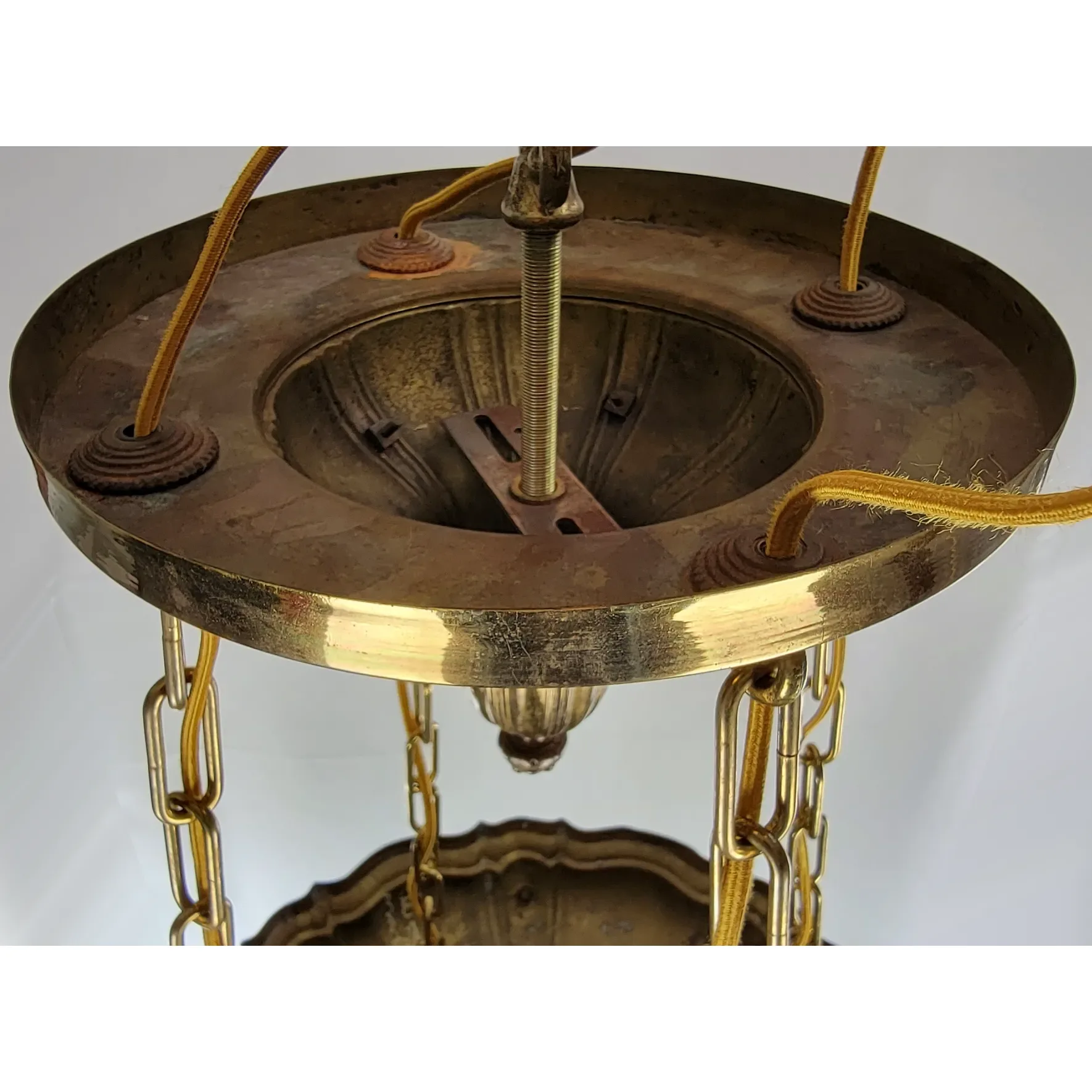Antique Brass 5 Light Sheffield Shower Fixture - Grape Vines - Czech Shades - View 7