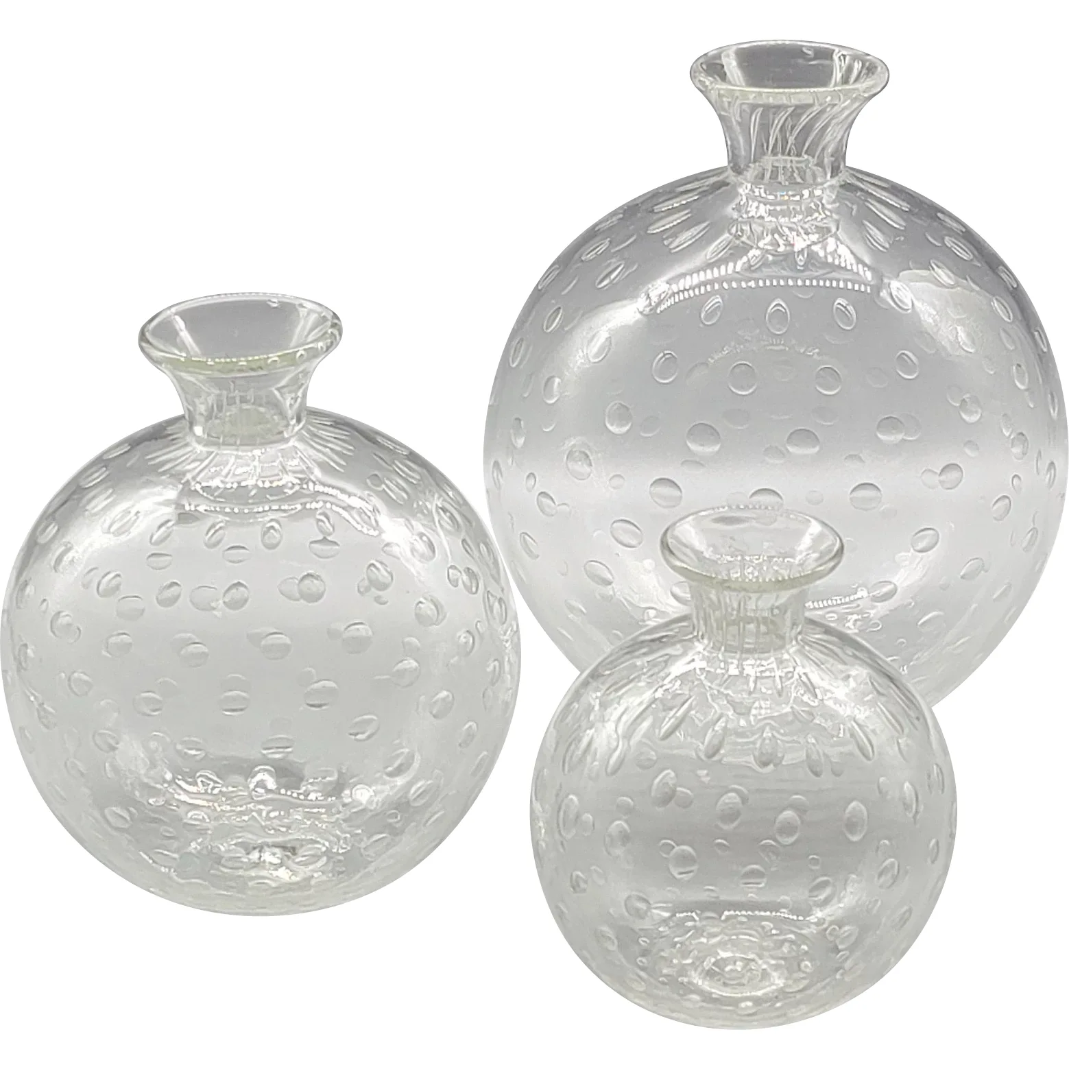 Archimede Seguso Murano Glass Bullicante Ball Vases - 3 Sizes