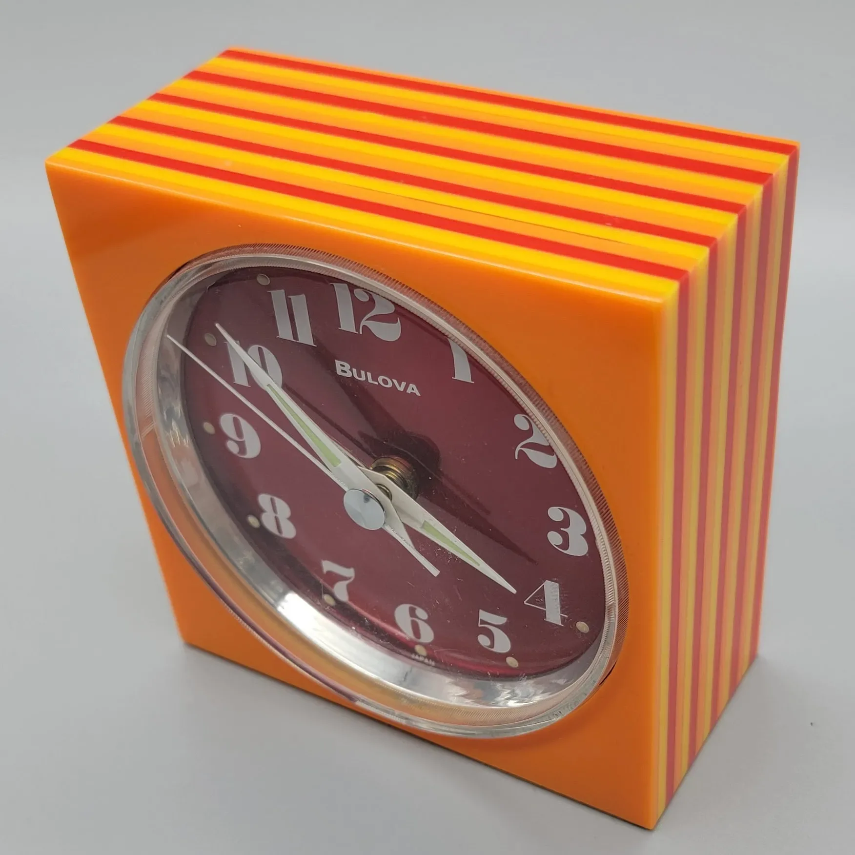 Incredible Laminated Acrylic MCM Bulova Alarm Clock Japan - Wind-up - View 3