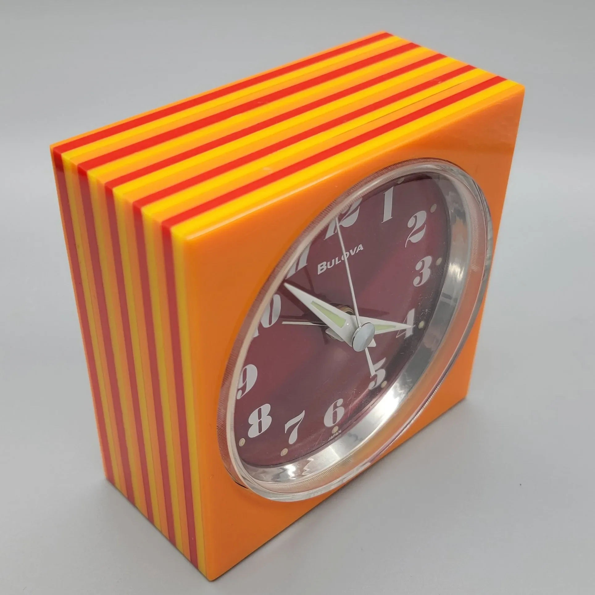 Incredible Laminated Acrylic MCM Bulova Alarm Clock Japan - Wind-up - View 4