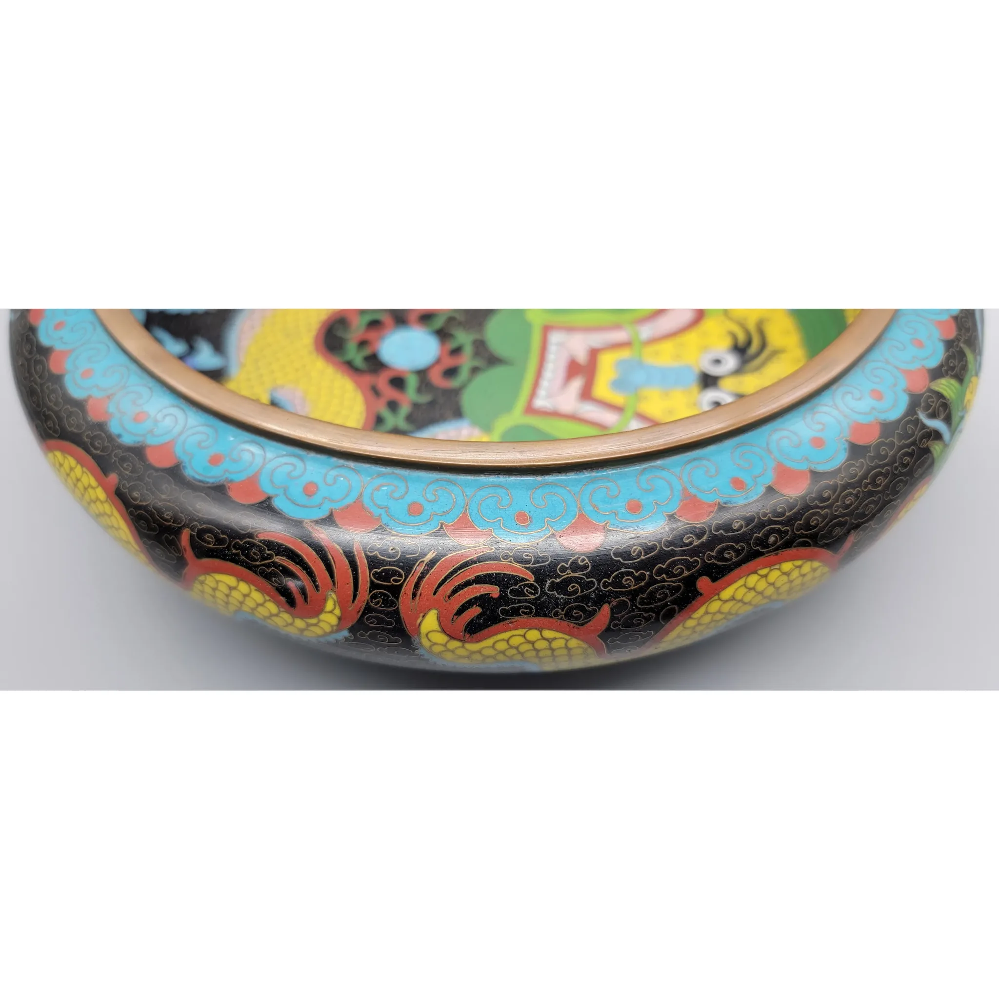 Vintage Chinese Cloisonne Enameled Dragon Bowl - marked Da Ming Nian Zao - View 8