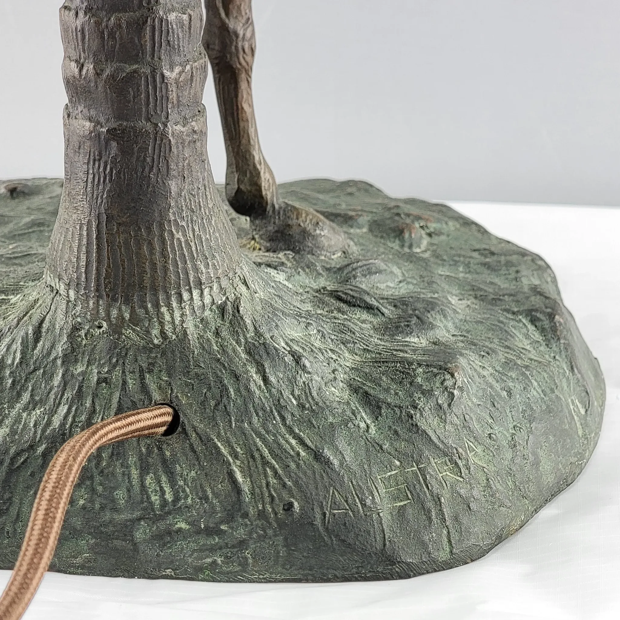 Large Austrian Bronze Palm Tree Camel & Rider Lamp - View 10