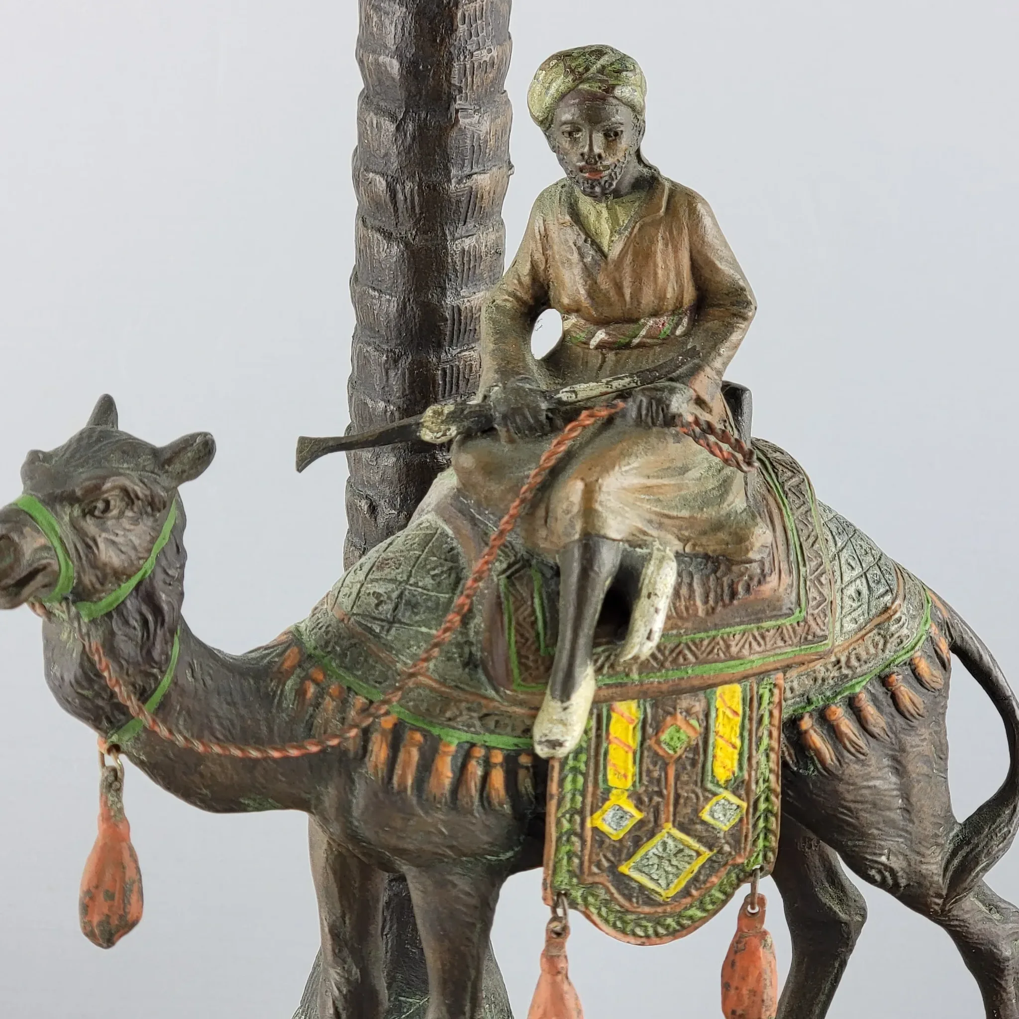 Large Austrian Bronze Palm Tree Camel & Rider Lamp - View 5