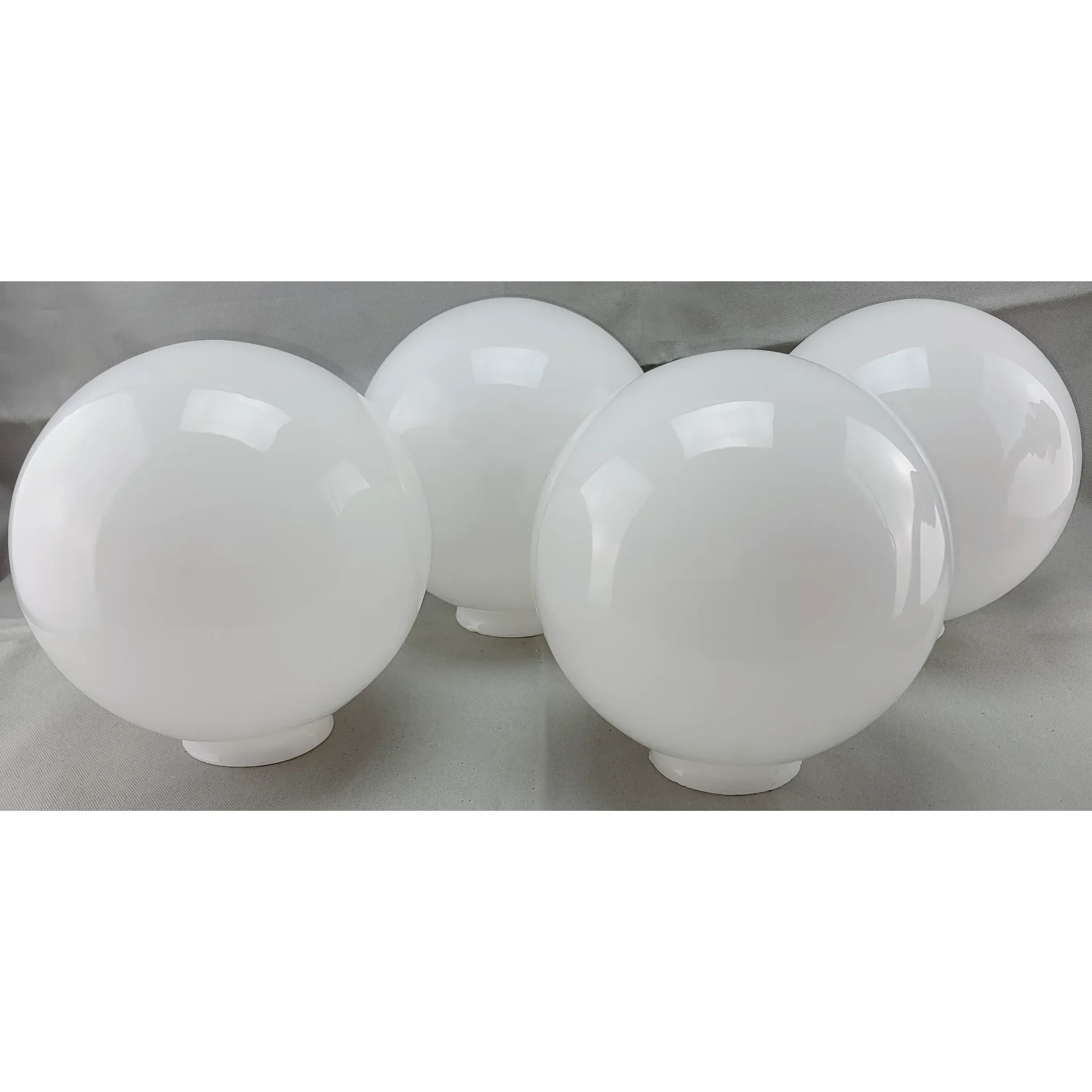 Set of 4 Massive Cast Brass Wall Sconces Opal Glass Ball Shades - View 7
