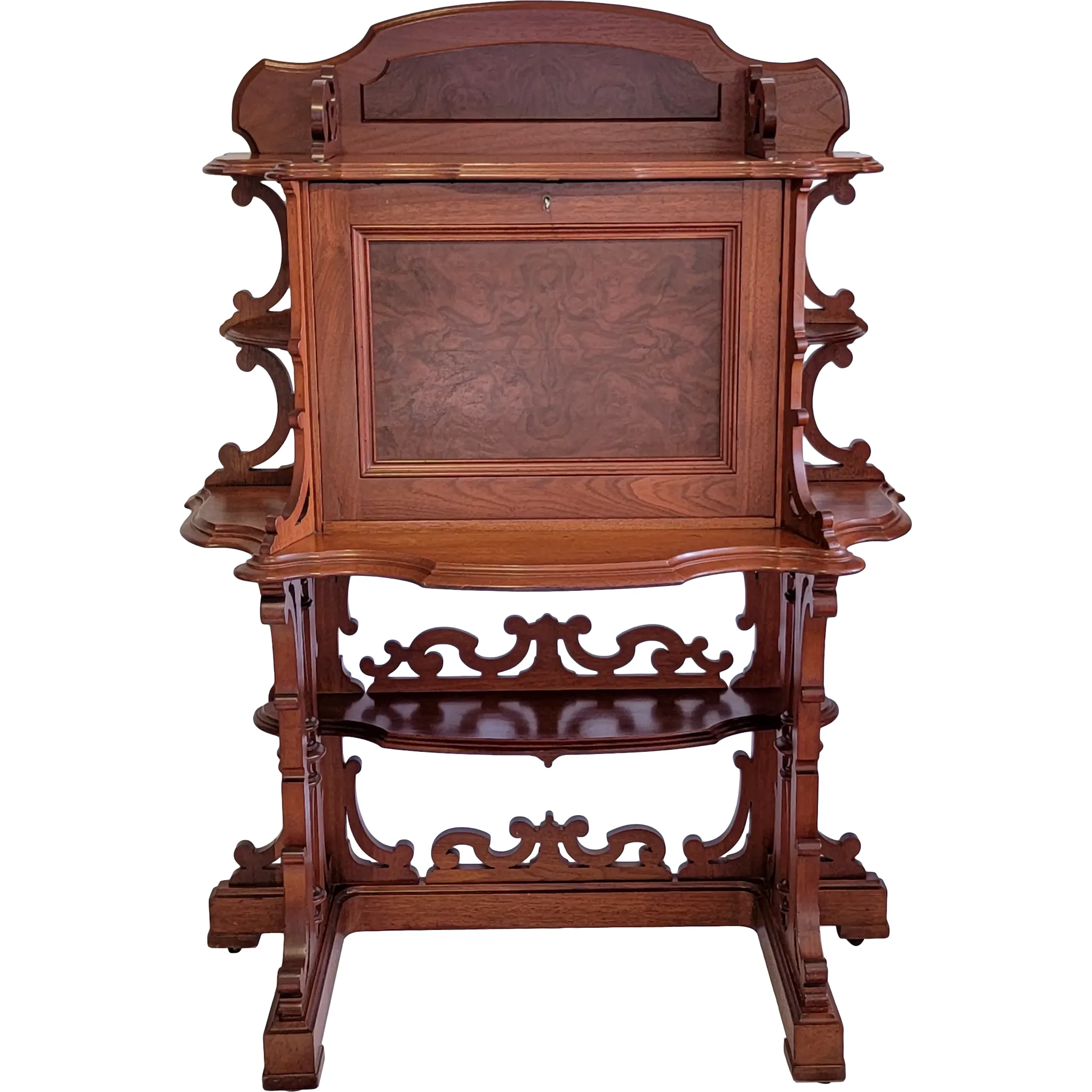 Antique Victorian Walnut Drop Front Writing Desk