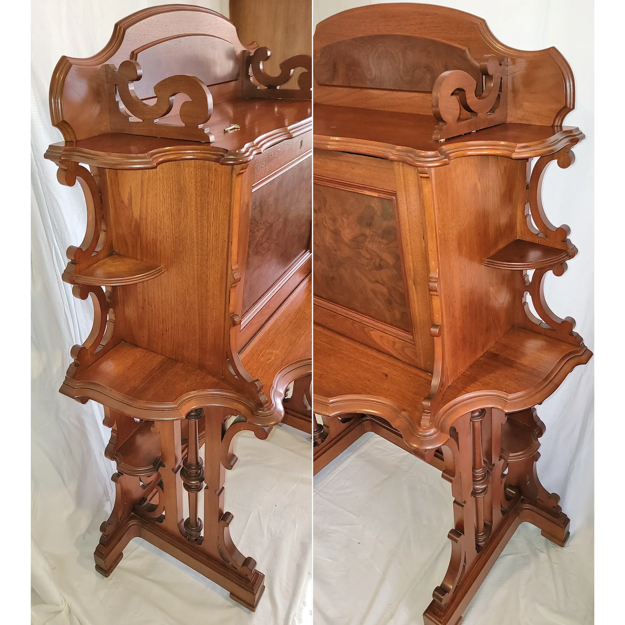 Antique Victorian Walnut Drop Front Writing Desk - View 10