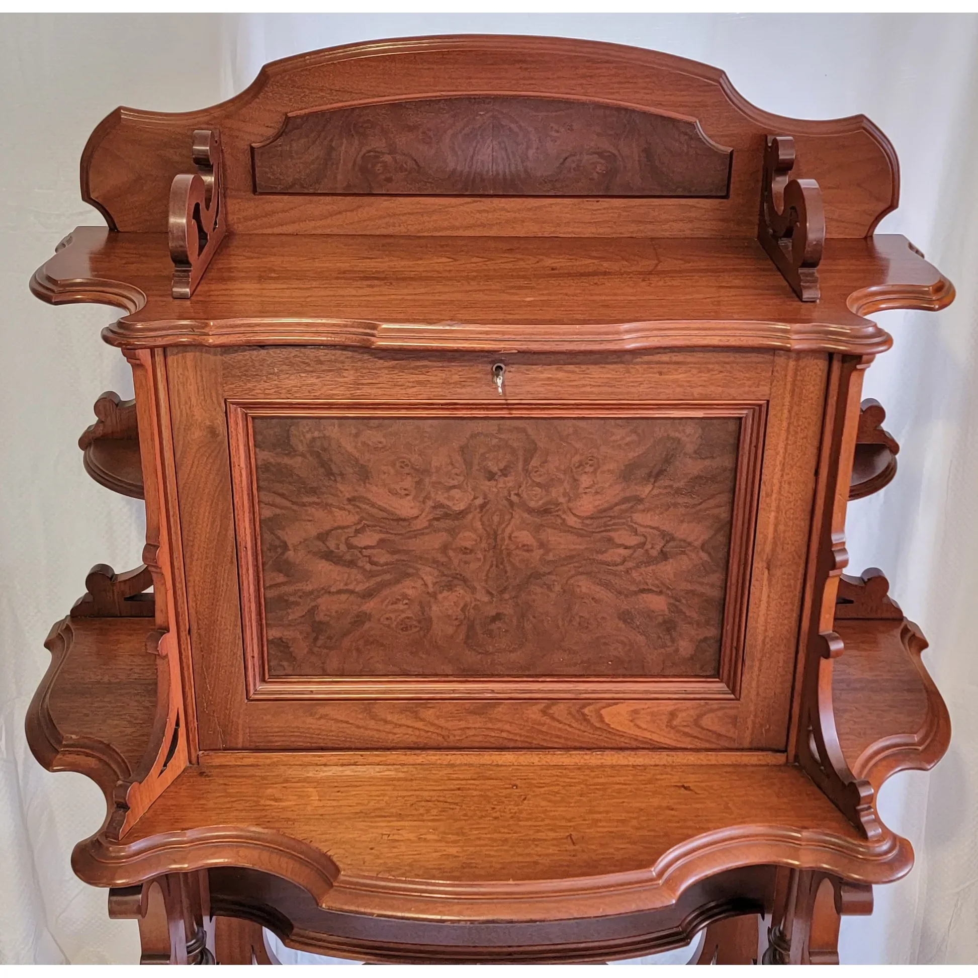 Antique Victorian Walnut Drop Front Writing Desk - View 3