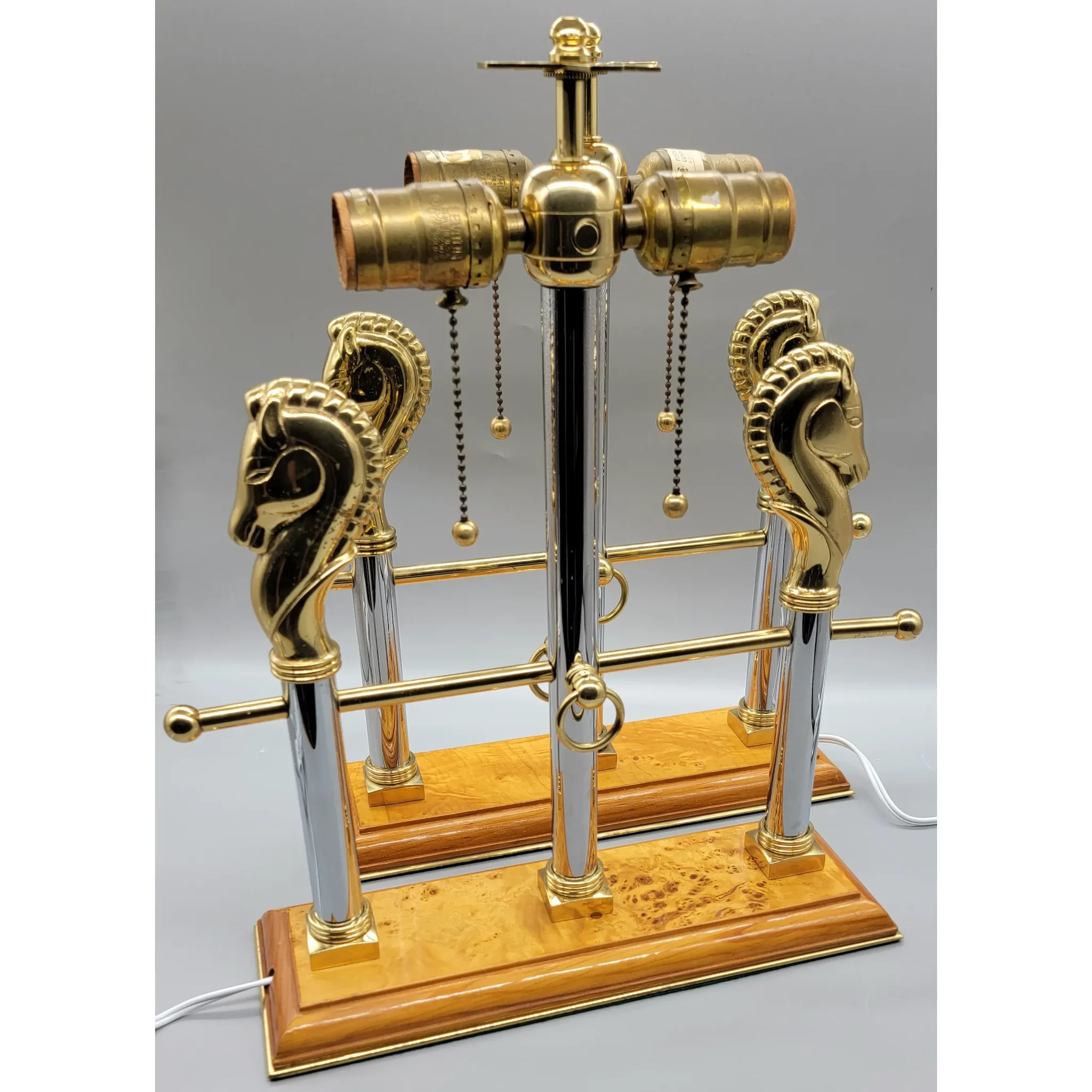 Pair Fredrick Raymond Polo Club Horse Lamps - Leaded Shades - 1989 - View 4