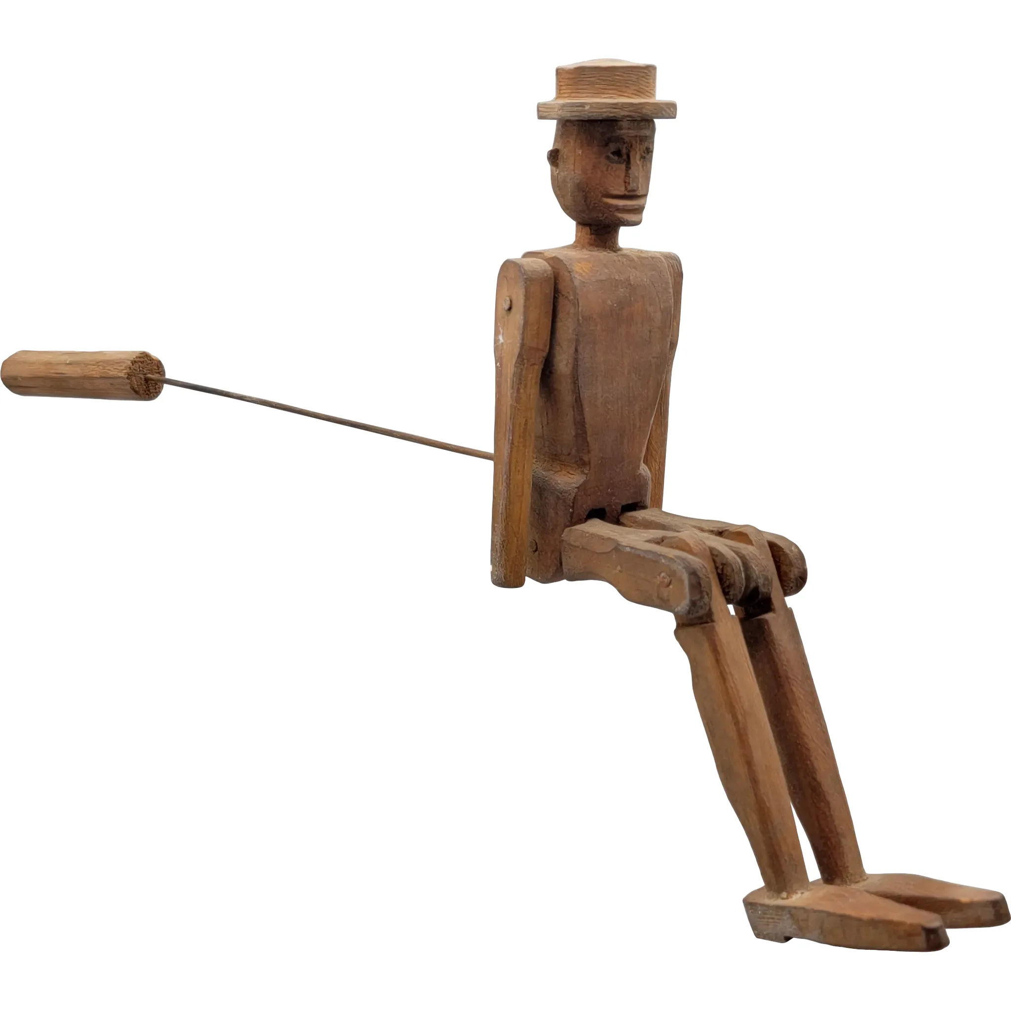 Antique Folk Art Wood Dancing Doll Figure - Articulated