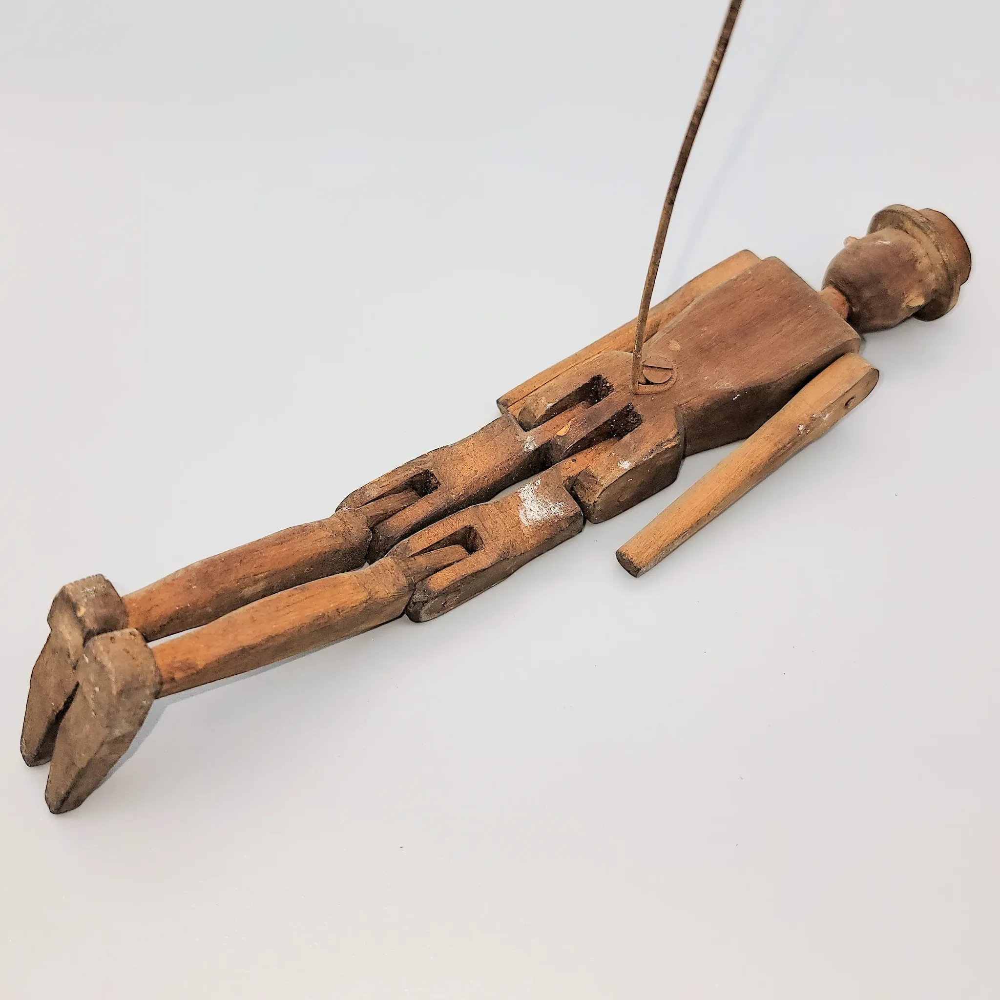 Antique Folk Art Wood Dancing Doll Figure - Articulated: wood, red (view 11) - Dolls