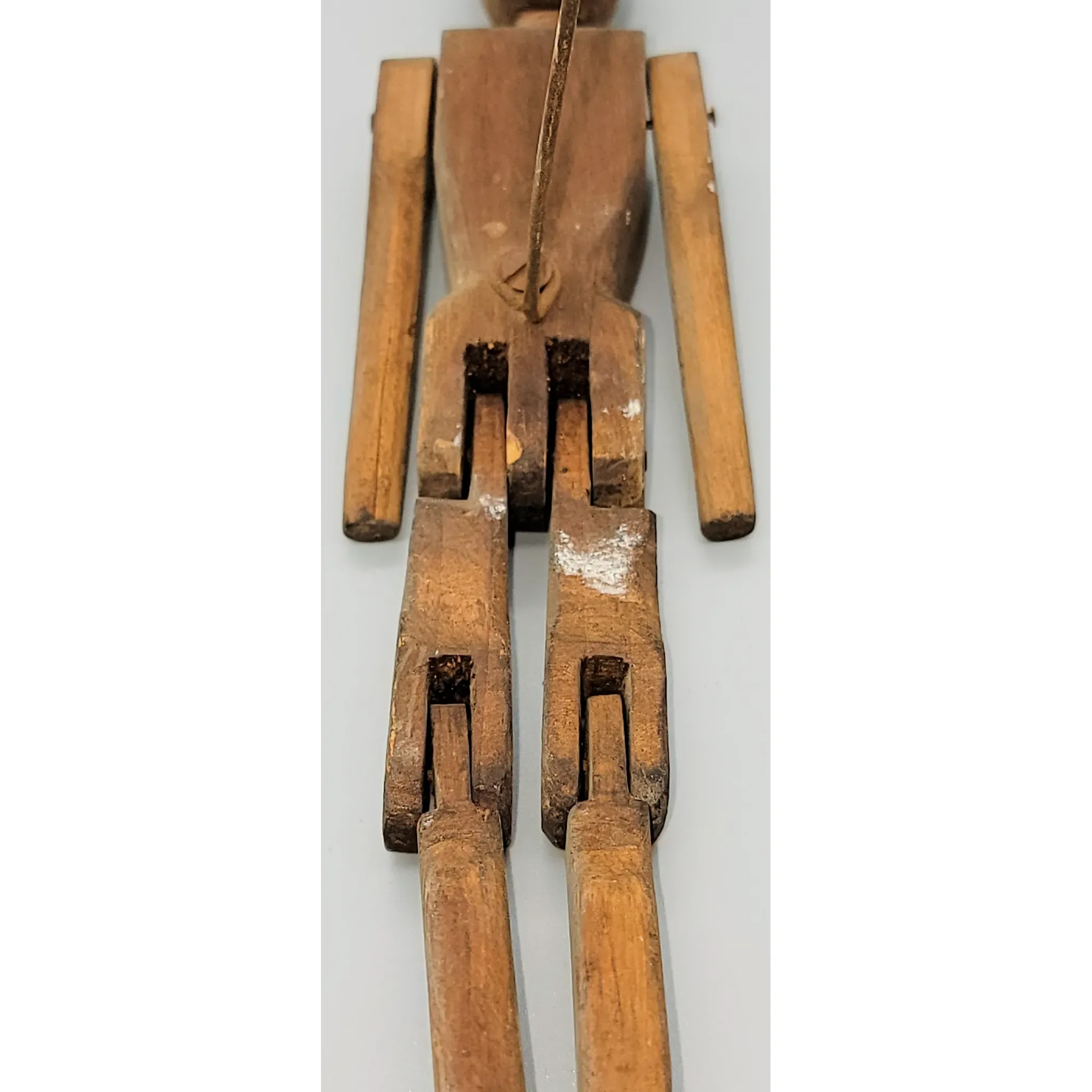 Antique Folk Art Wood Dancing Doll Figure - Articulated: wood, red (view 12) - Dolls