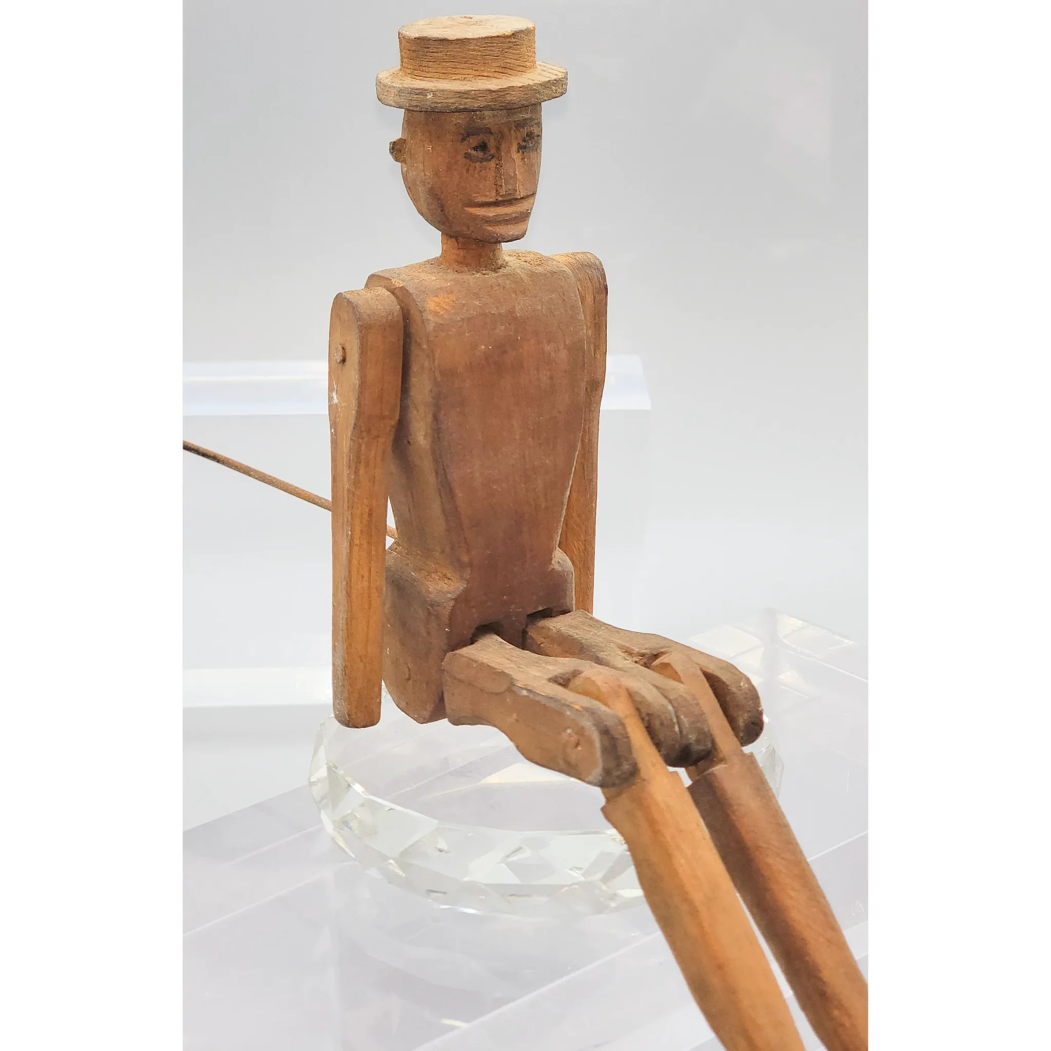 Antique Folk Art Wood Dancing Doll Figure - Articulated: wood, red (alternate view) - Dolls