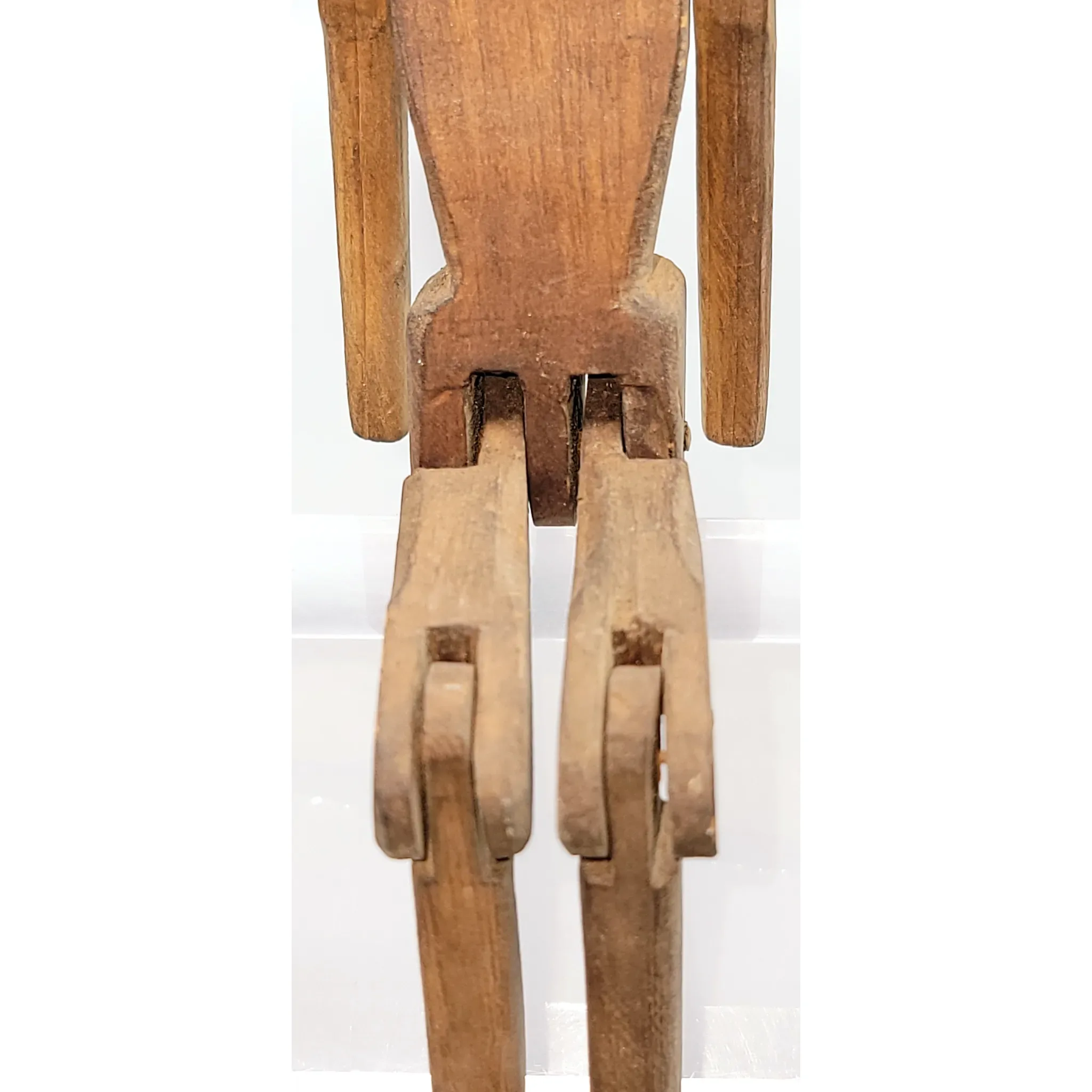 Antique Folk Art Wood Dancing Doll Figure - Articulated: wood, red (back view) - Dolls