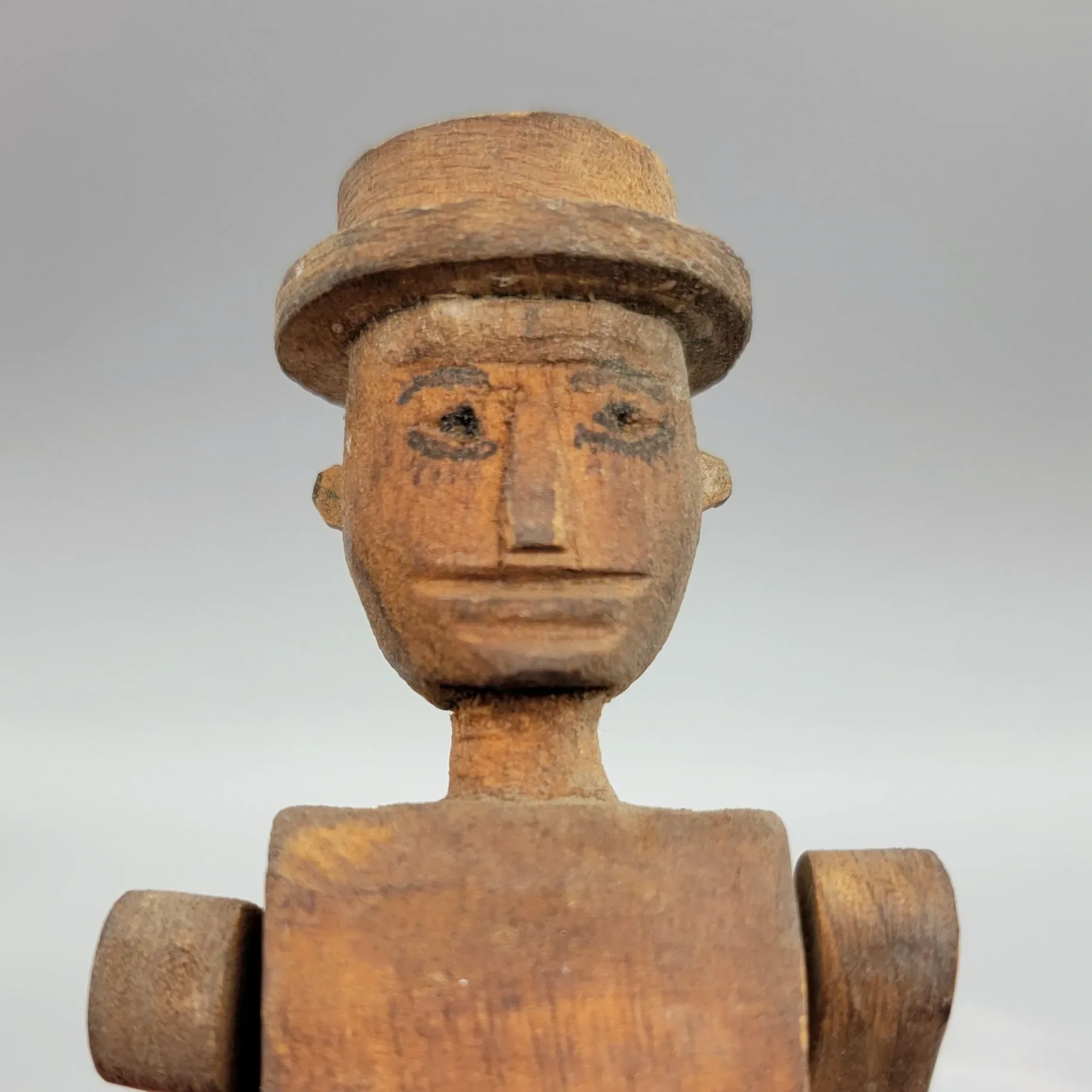 Antique Folk Art Wood Dancing Doll Figure - Articulated: wood, red (view 6) - Dolls