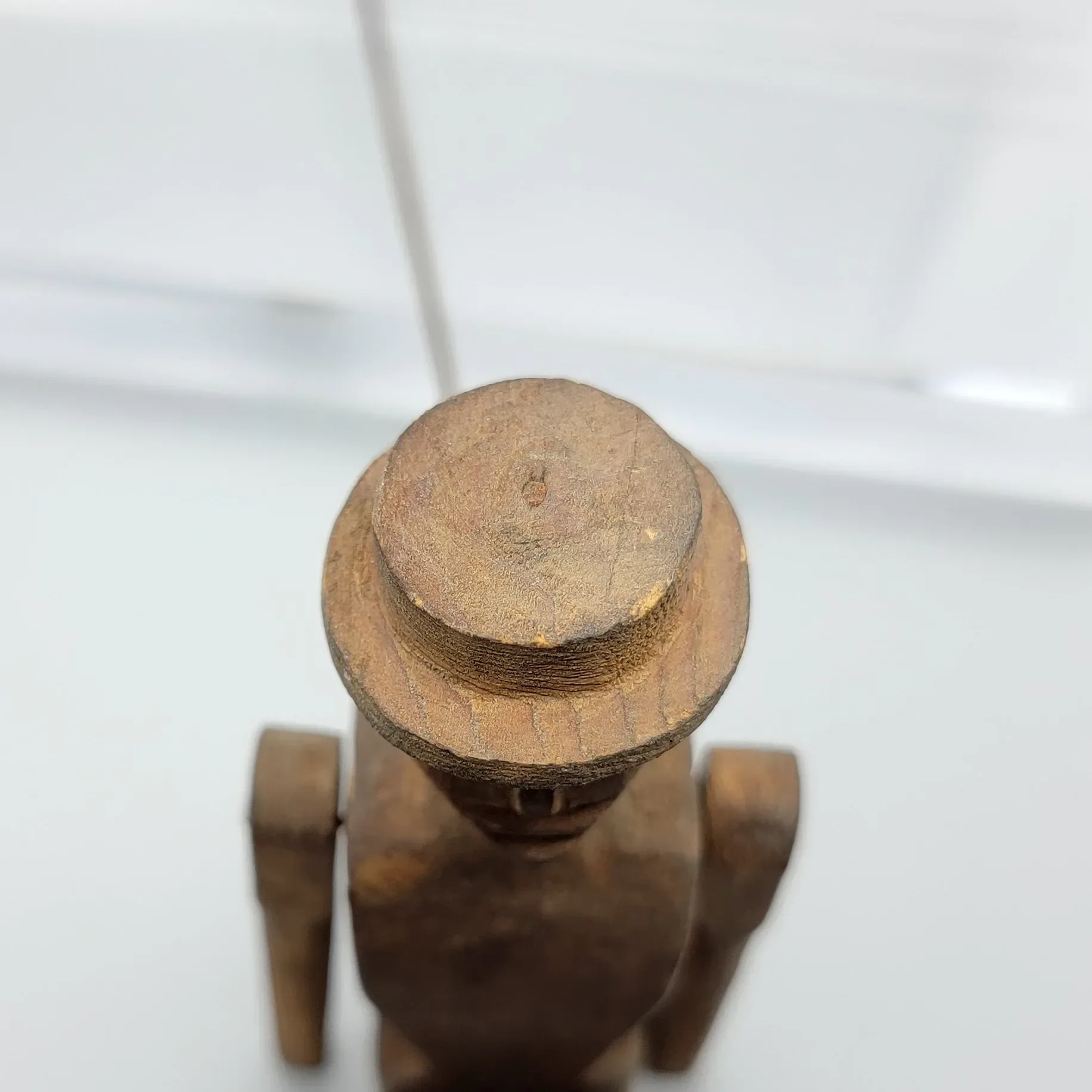 Antique Folk Art Wood Dancing Doll Figure - Articulated: wood, red (view 9) - Dolls