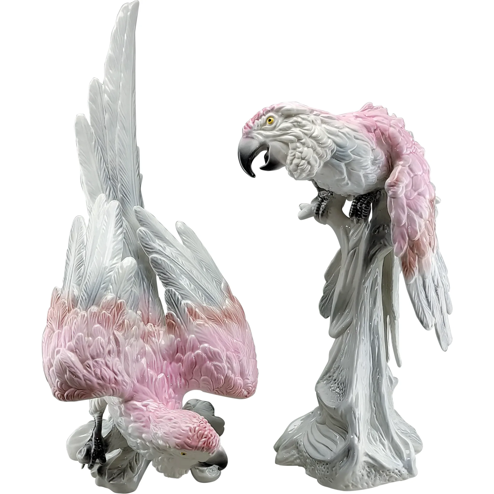 Pair Large Italian Ceramic Parrots from Hess&apos;s Allentown PA - Rare