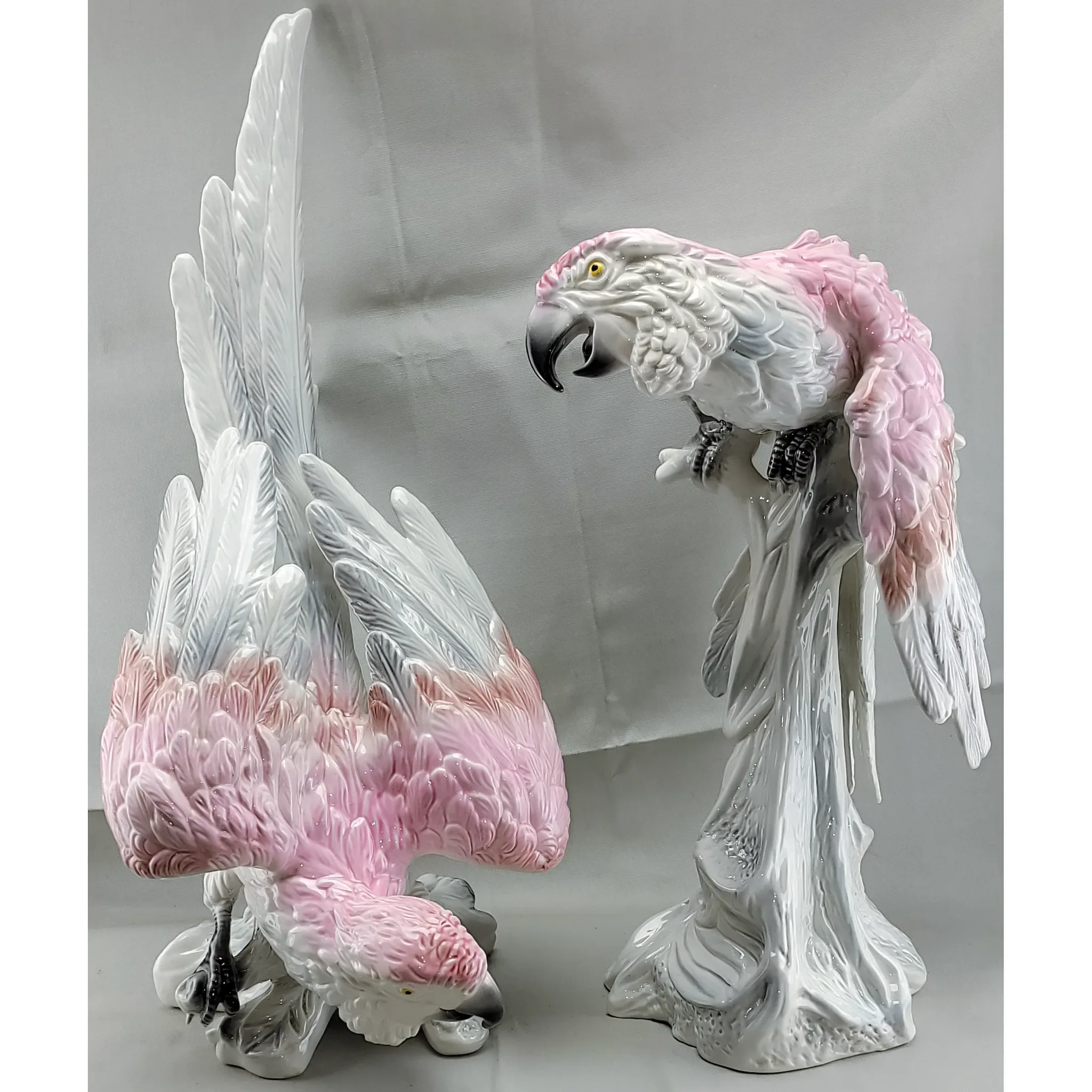Pair Large Italian Ceramic Parrots from Hess's Allentown PA - Rare - View 2