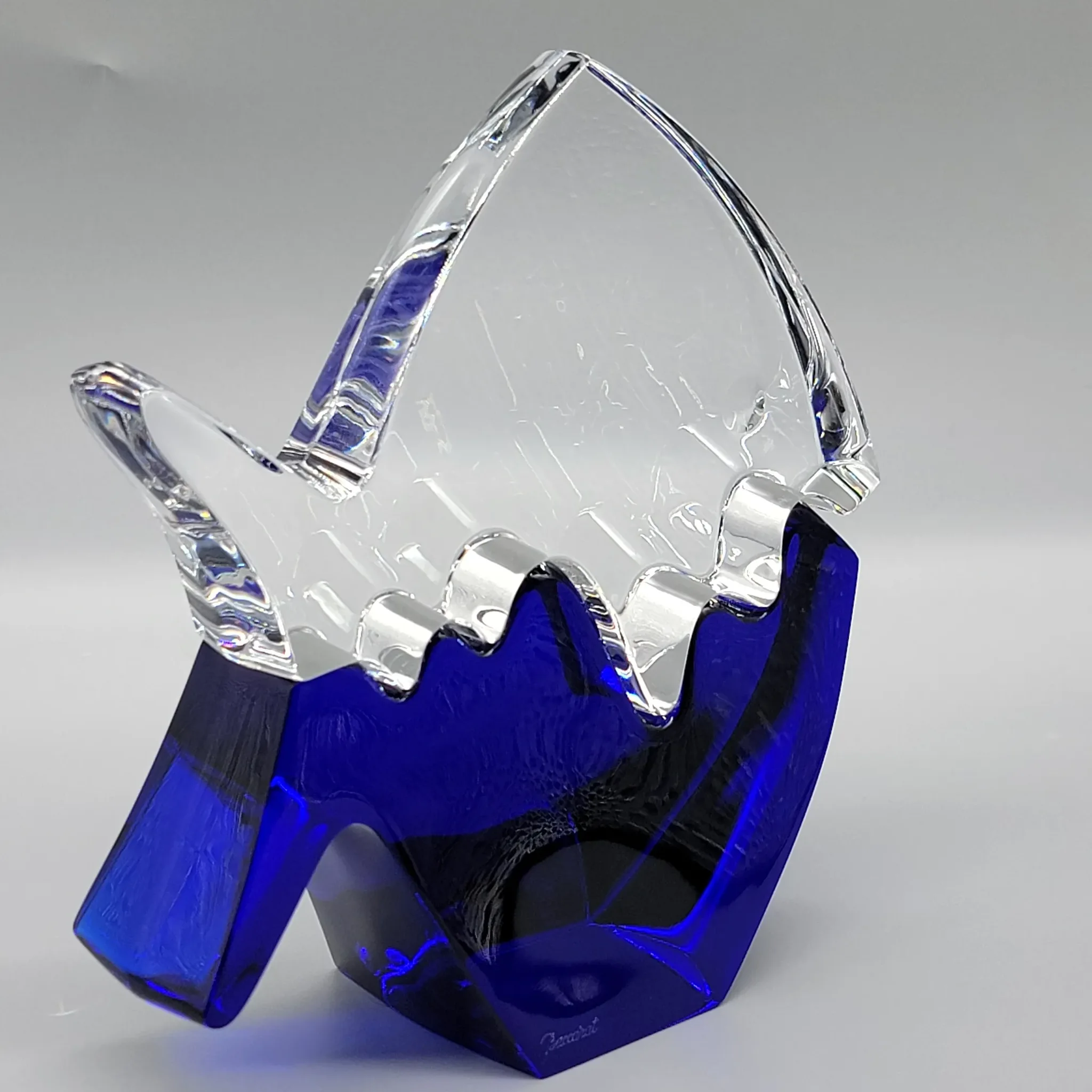 Large Baccarat Puzzle Fish - Cobalt Blue / Clear Crystal - View 4