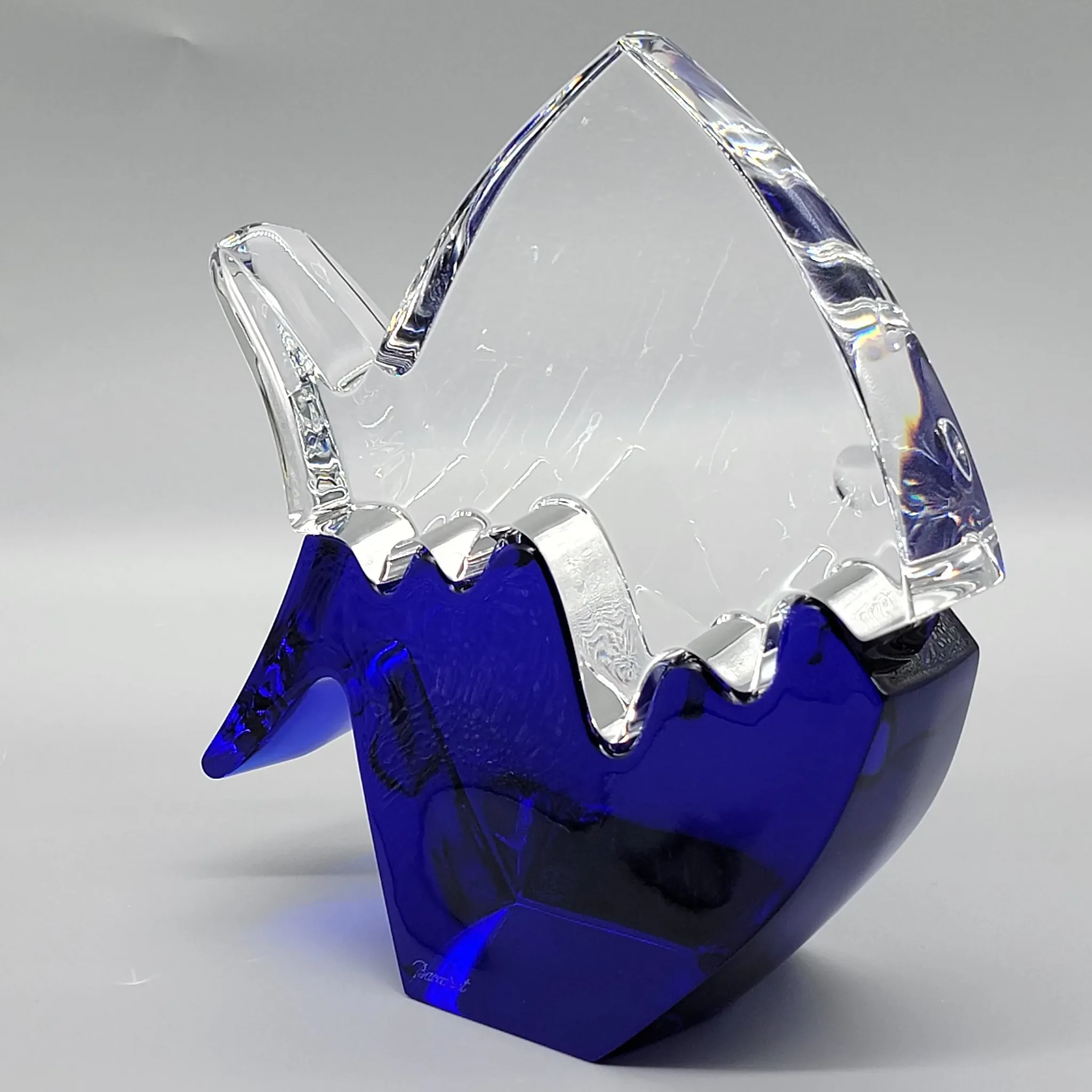 Large Baccarat Puzzle Fish - Cobalt Blue / Clear Crystal - View 5