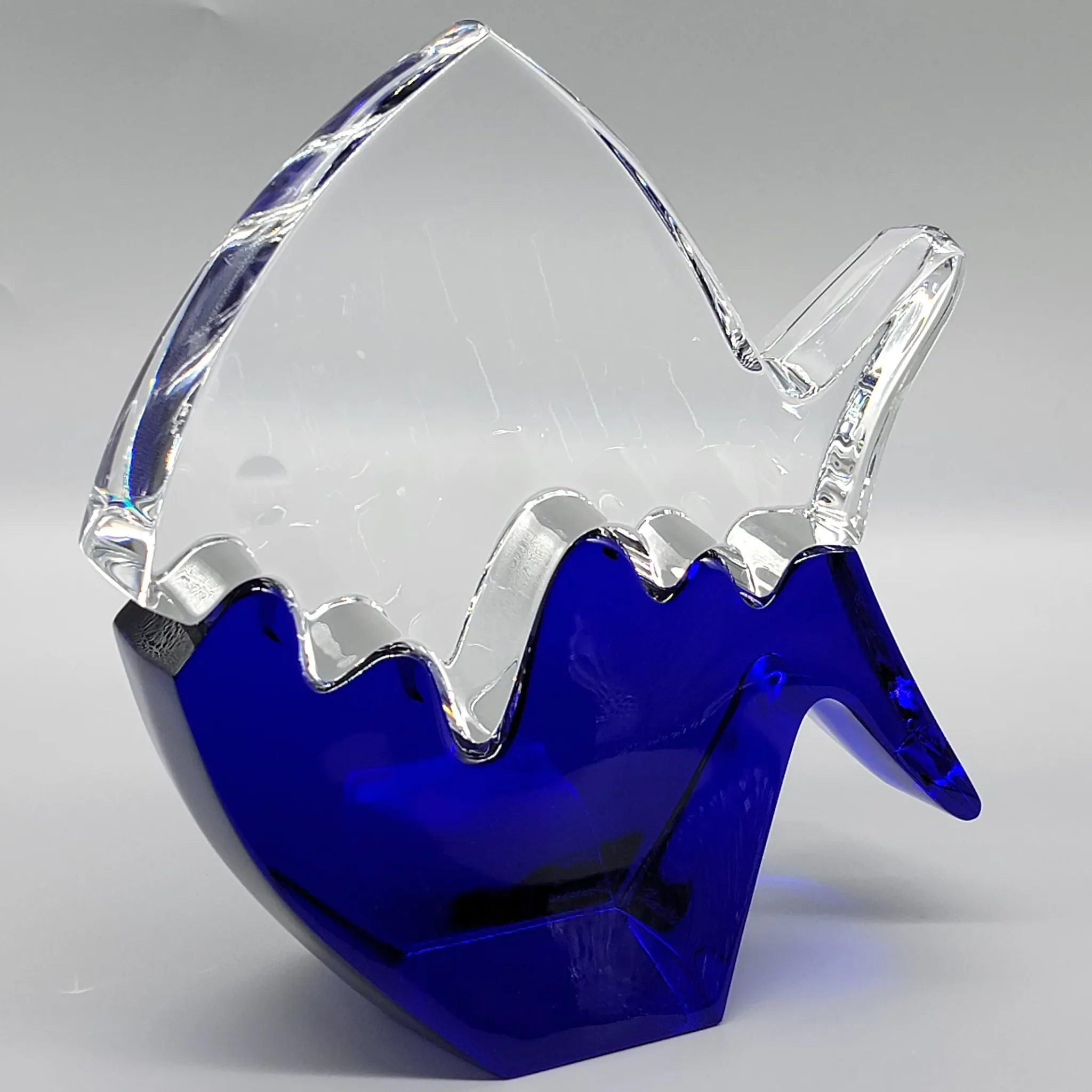 Large Baccarat Puzzle Fish - Cobalt Blue / Clear Crystal - View 6