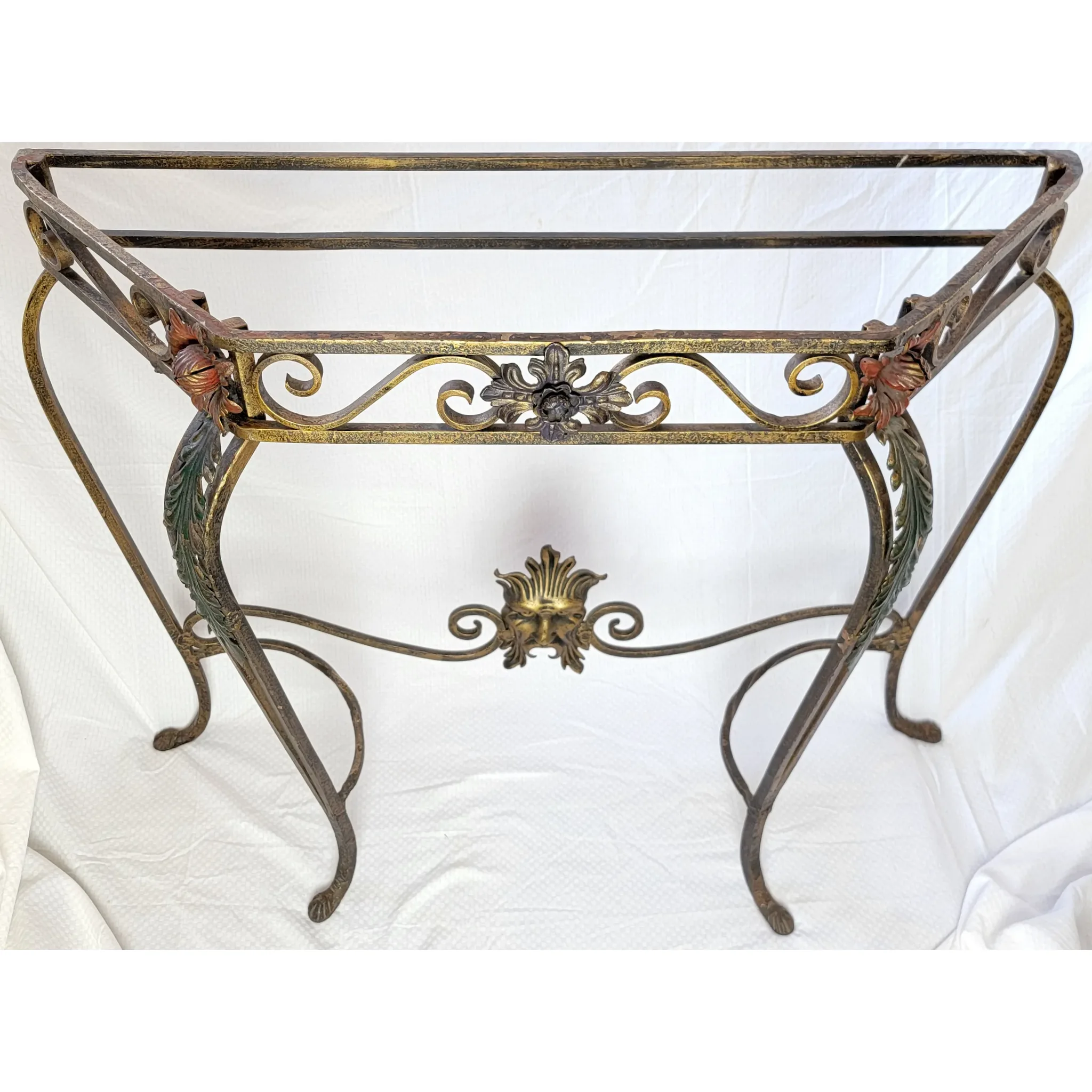 Vintage Wrought Iron & Marble Top Table 1920s-30s - Portoro Italian Marble - View 7