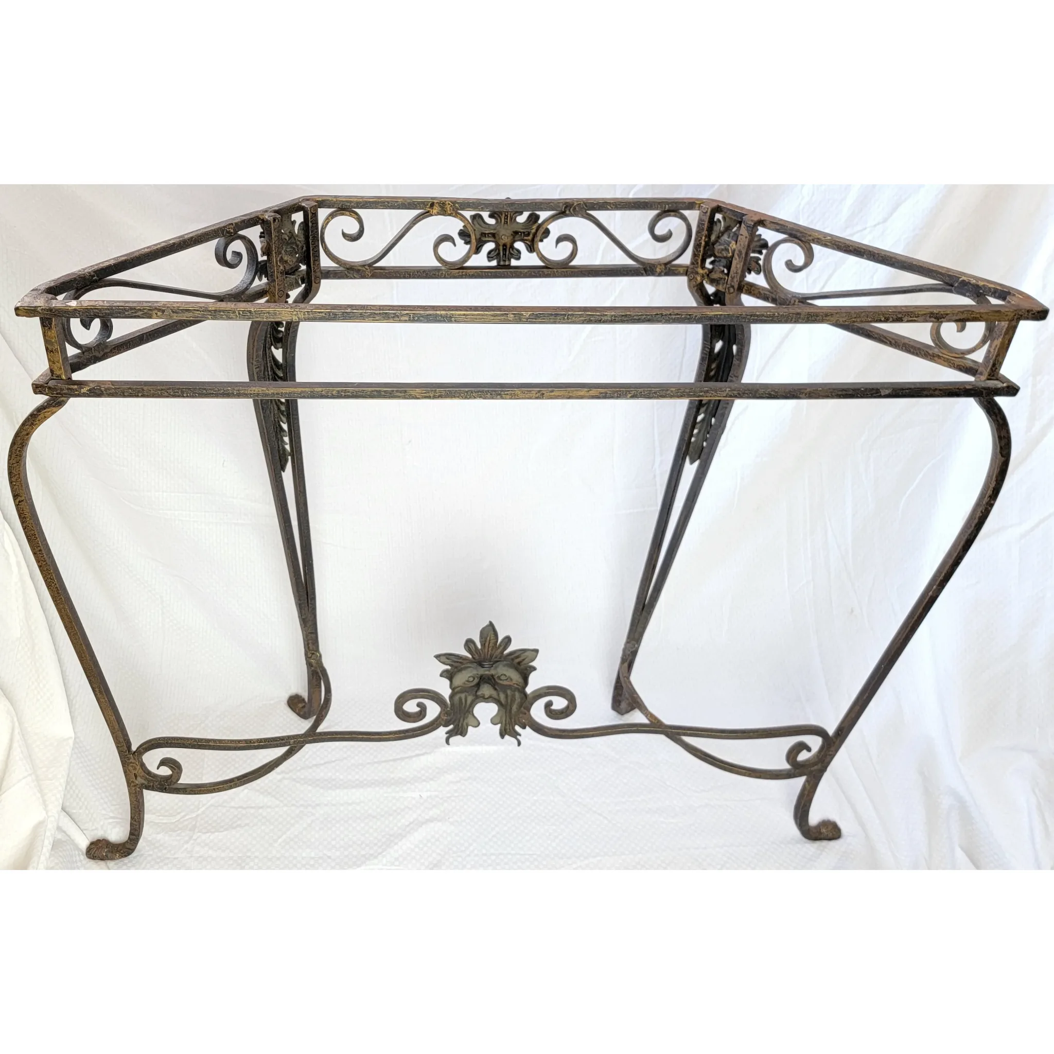 Vintage Wrought Iron & Marble Top Table 1920s-30s - Portoro Italian Marble - View 8