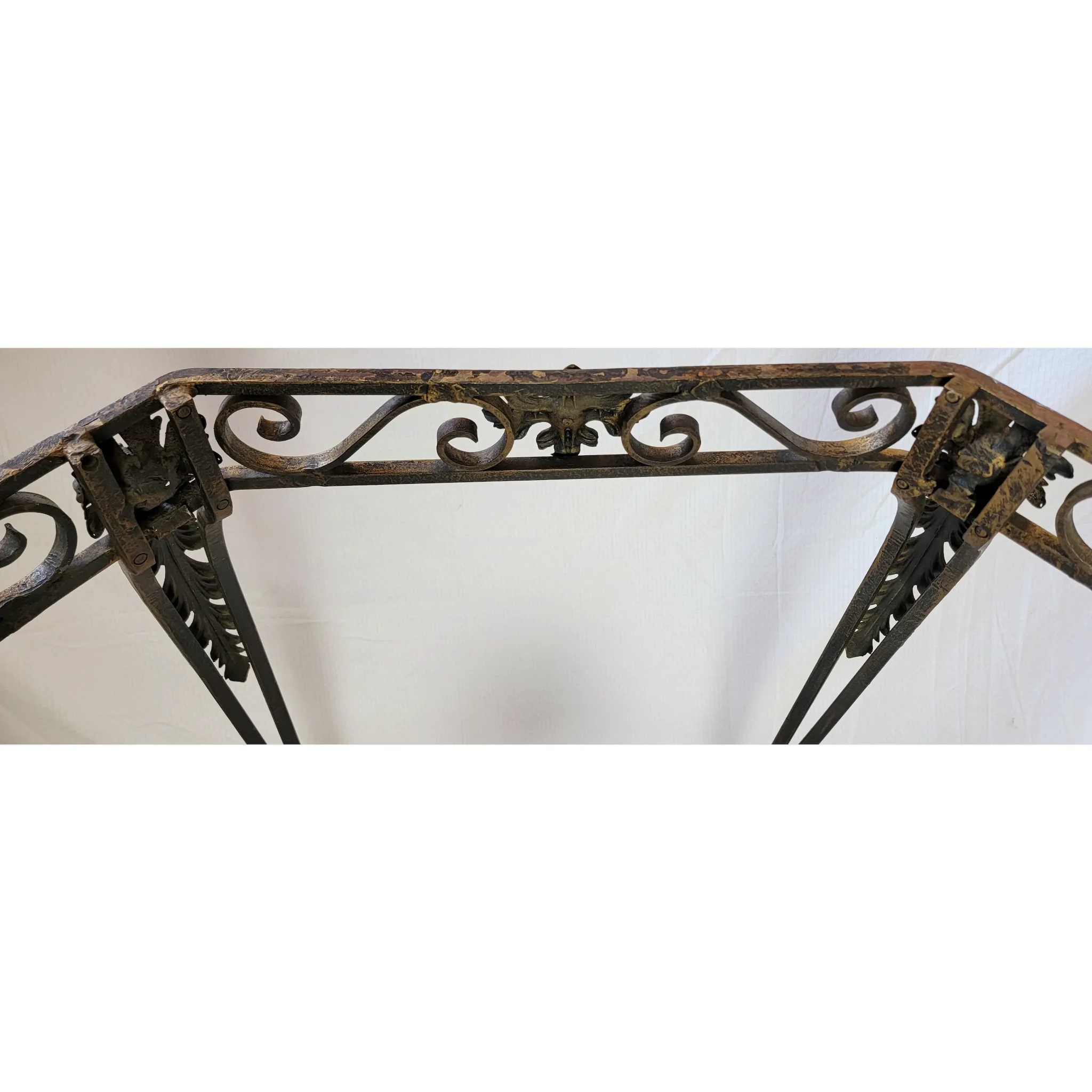 Vintage Wrought Iron & Marble Top Table 1920s-30s - Portoro Italian Marble - View 9