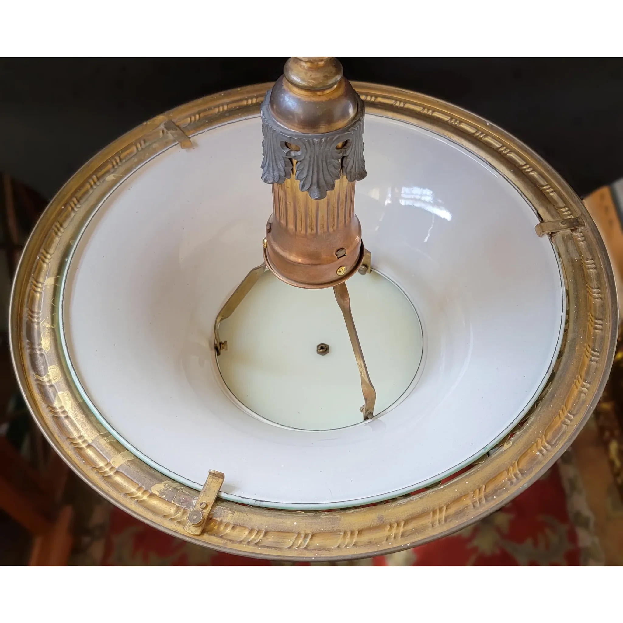 Pair Miller Duplexalite Light Fixtures - Brass Griffons - Green Enamel - View 10