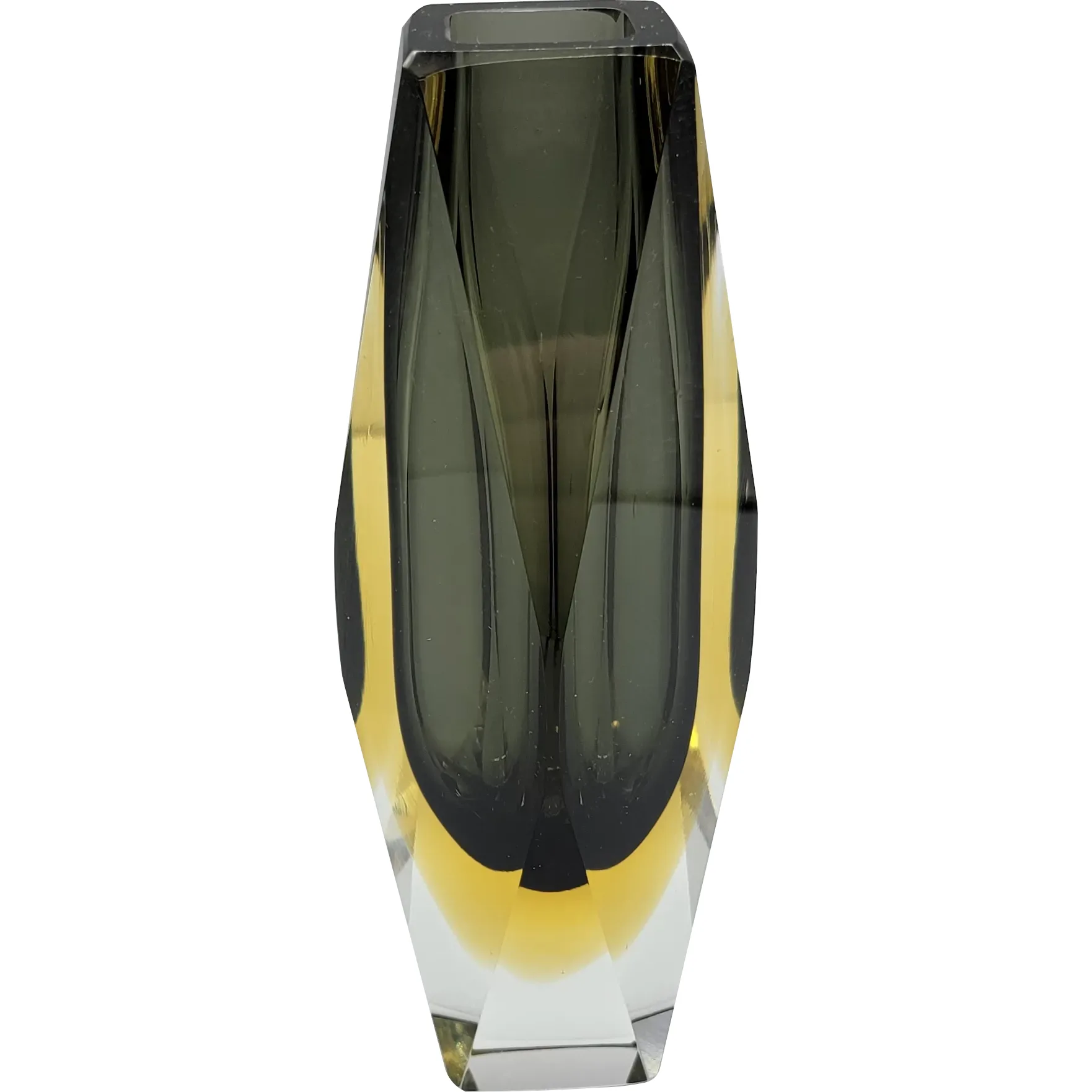 MCM Mandruzzato Murano Sommerso Glass Faceted Vase