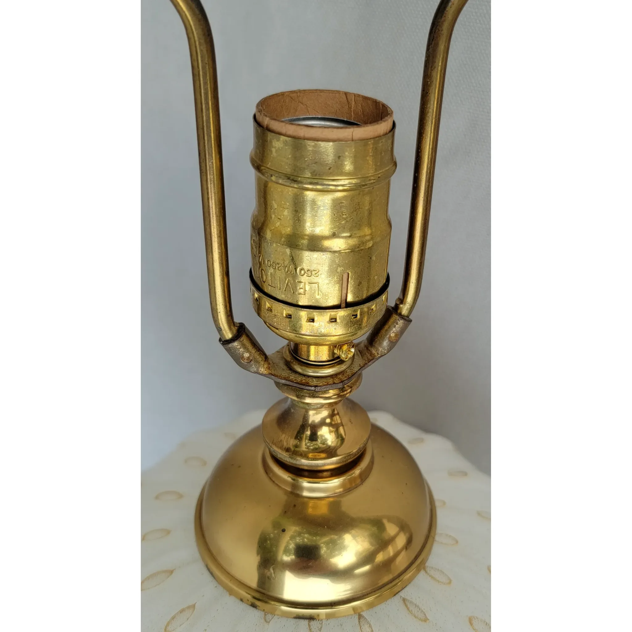 Pair Murano Glass Lamps - 1960s or 70s - White with Gold Flecks and Bubbles - View 9